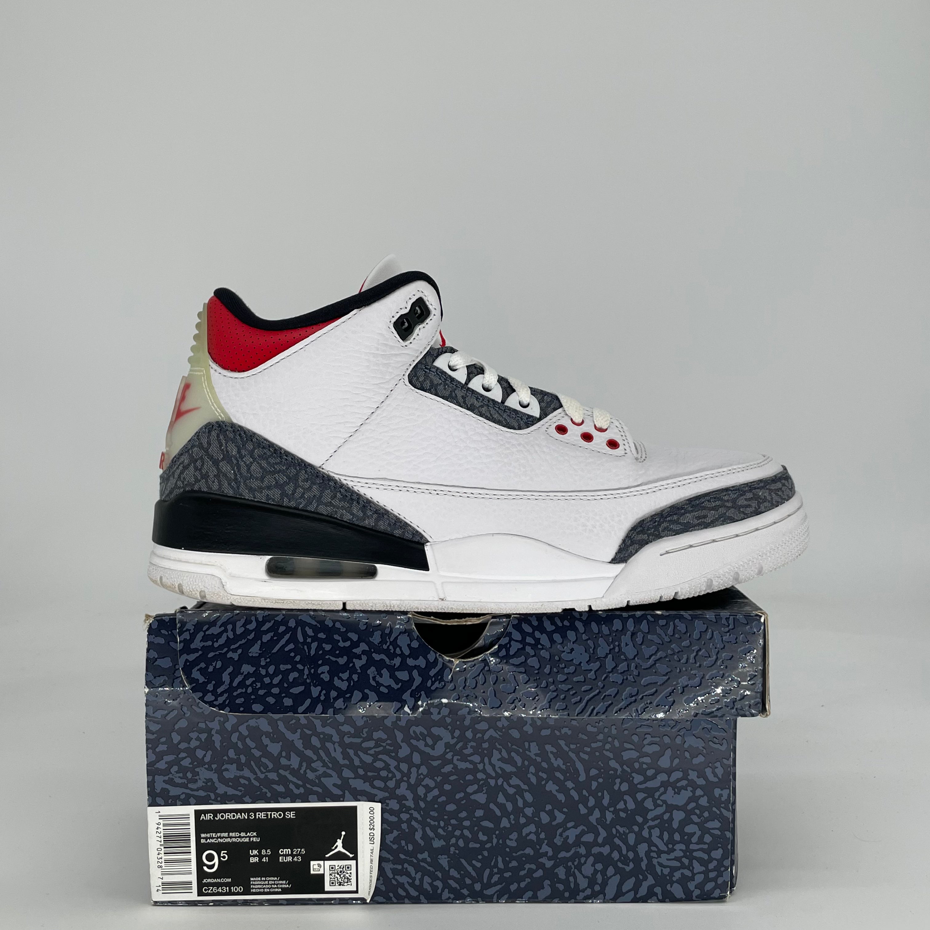 AIR JORDAN 3 SE FIRE RED DENIM DZ6431-100 SIZE 9.5/11W