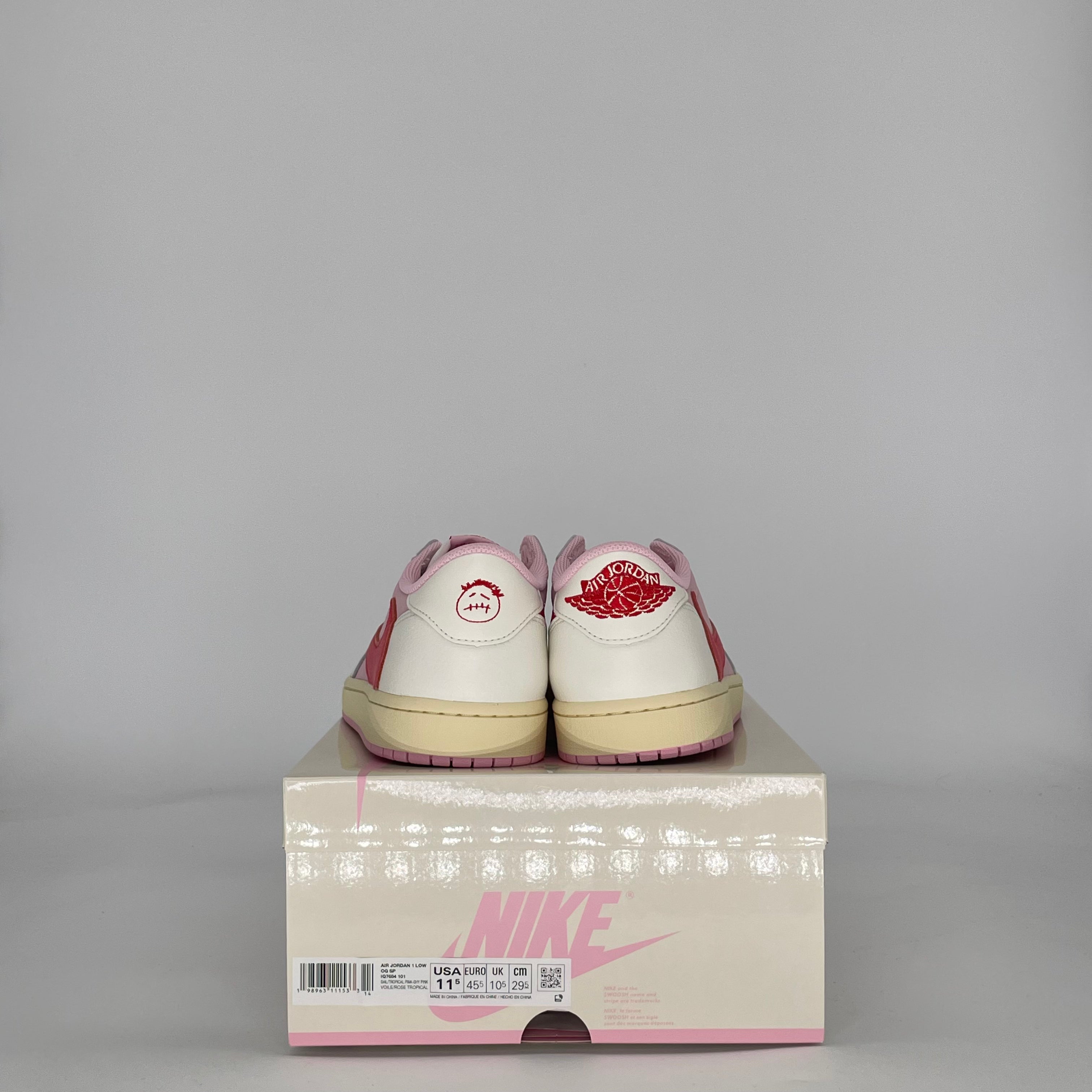 AIR JORDAN 1 LOW TRAVIS SCOTT SAIL TROPICAL PINK IQ7604-101 SIZE 11.5/13W