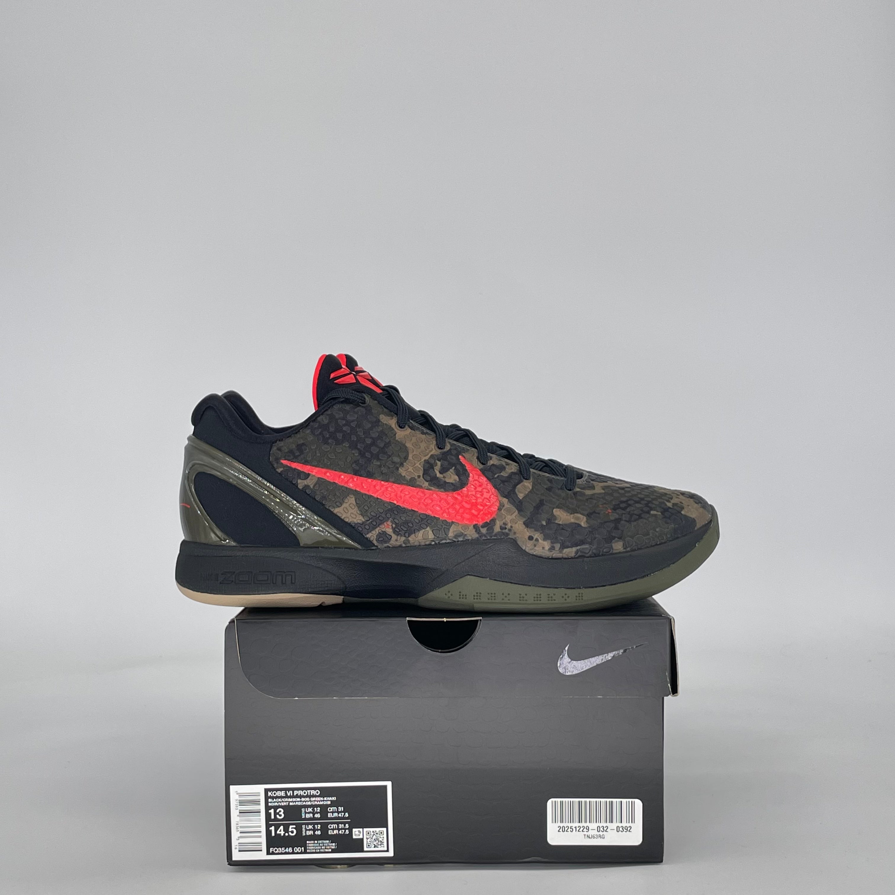 NIKE KOBE 6 PROTRO ITALIAN CAMO (2024) FQ3546-001 SIZE 13/14.5W