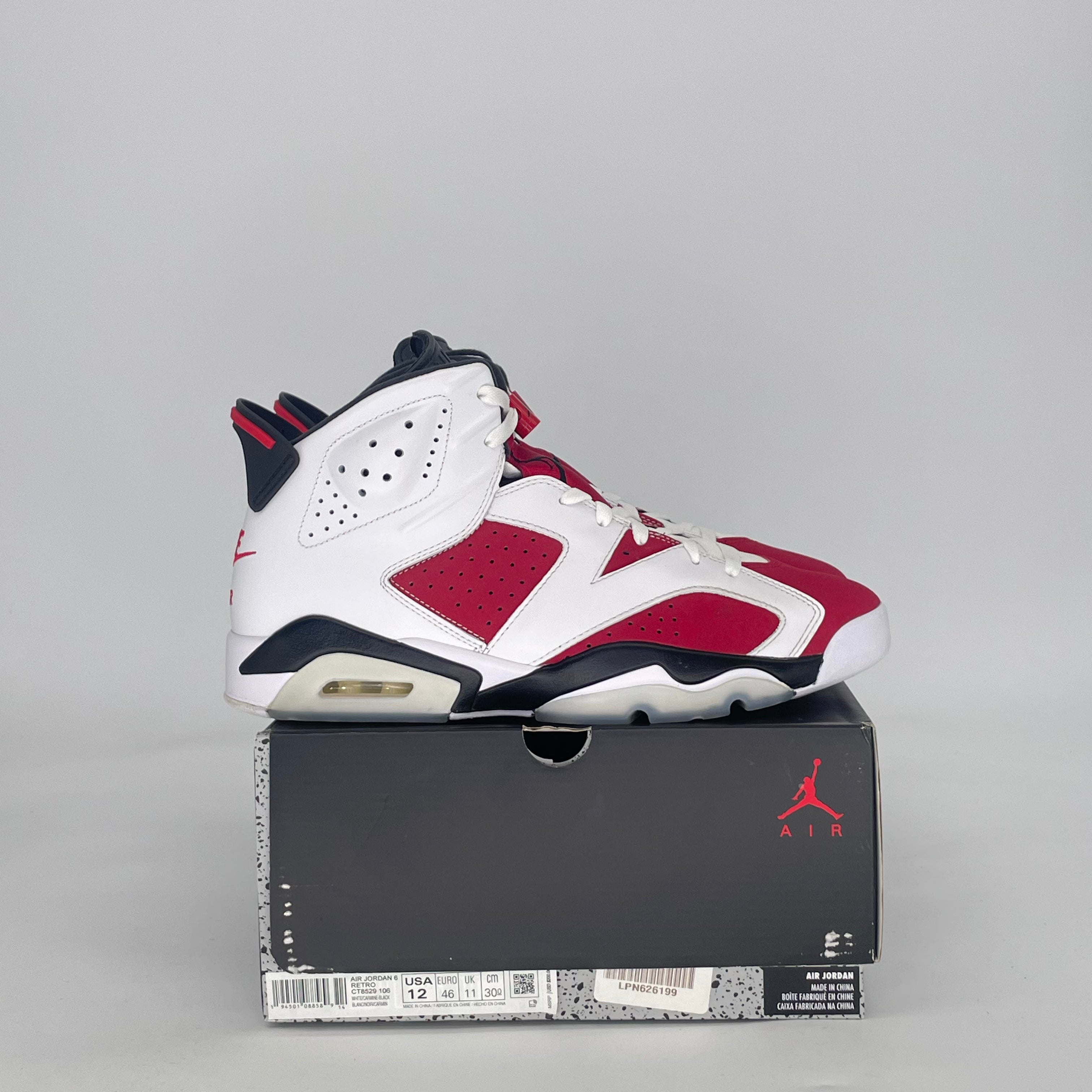 AIR JORDAN 6 CARMINE (2021) CT8529-106 SIZE 12/13.5W