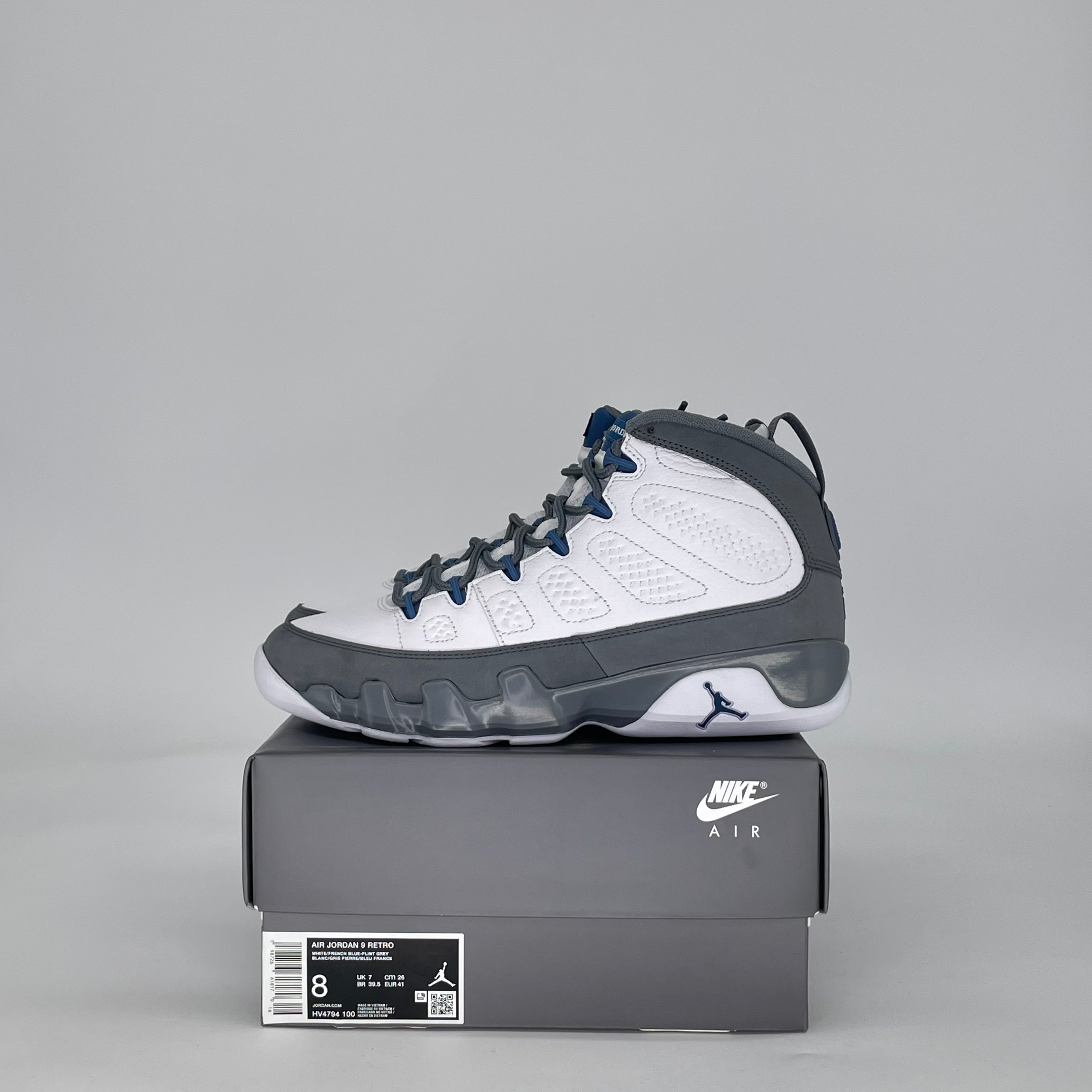 AIR JORDAN 9 FLINT GREY FRENCH BLUE HV4794-100 SIZE 8/9.5W