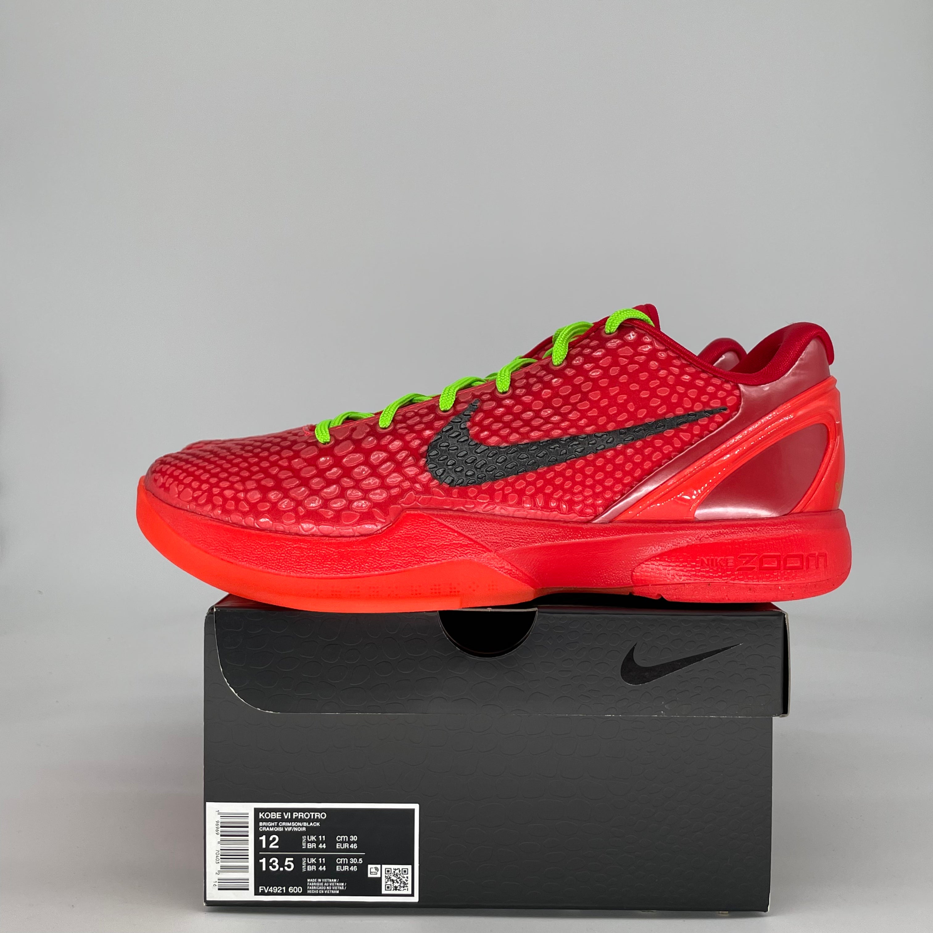 NIKE KOBE 6 PROTRO REVERSE GRINCH FV4921-600 SIZE 12/13.5W