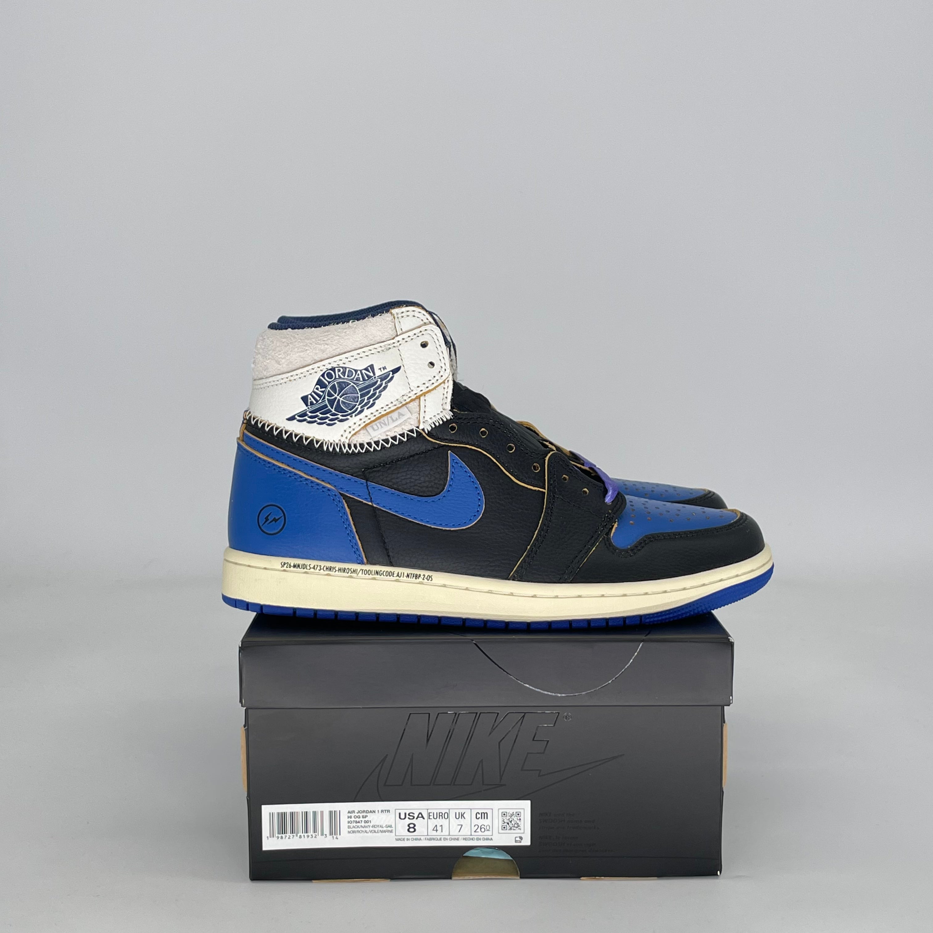 AIR JORDAN 1 HIGH FRAGMENT X UNION LA SPORT ROYAL IO7847-001 SIZE 8/9.5W