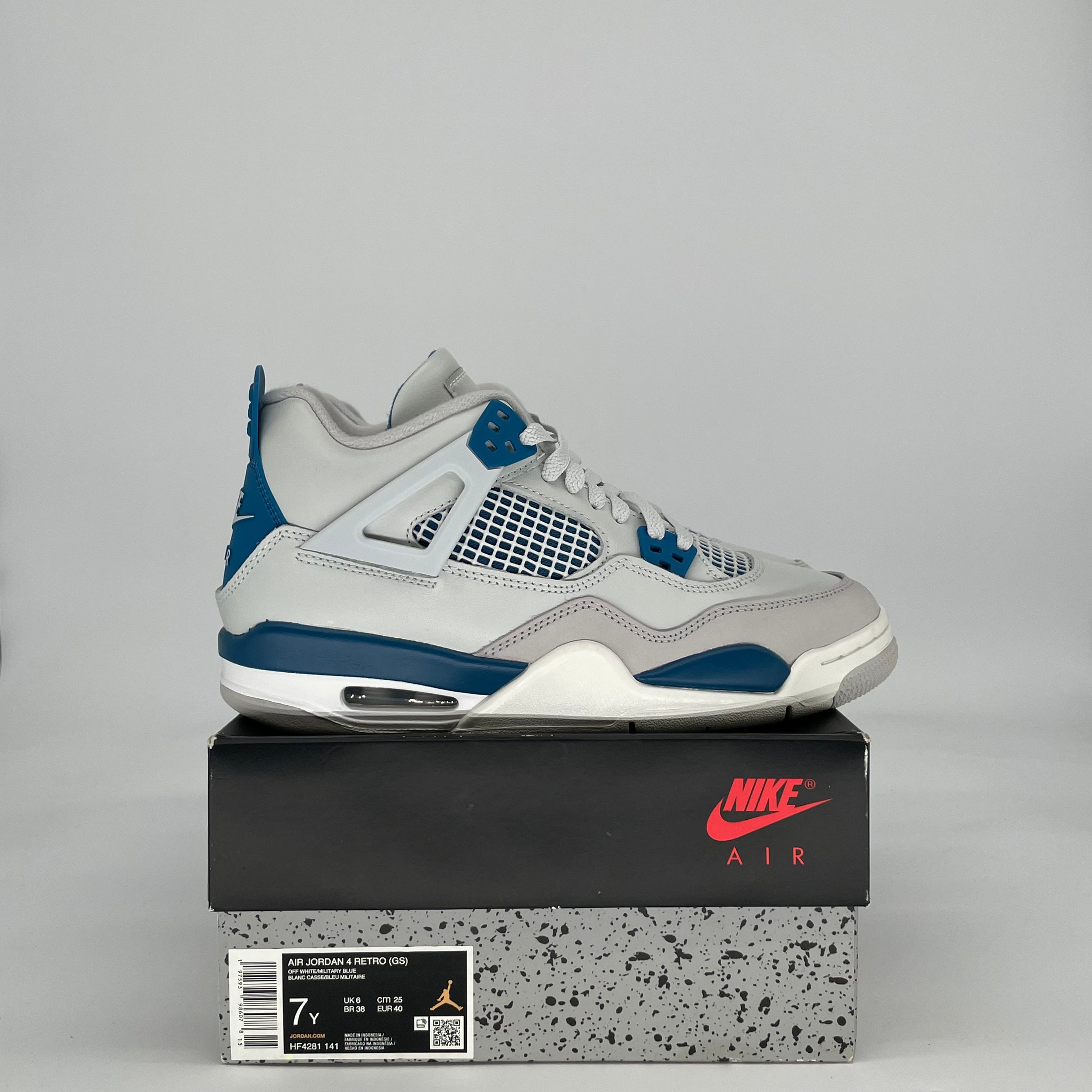 AIR JORDAN 4 MILITARY BLUE HF4281-141 SIZE 7/8.5W