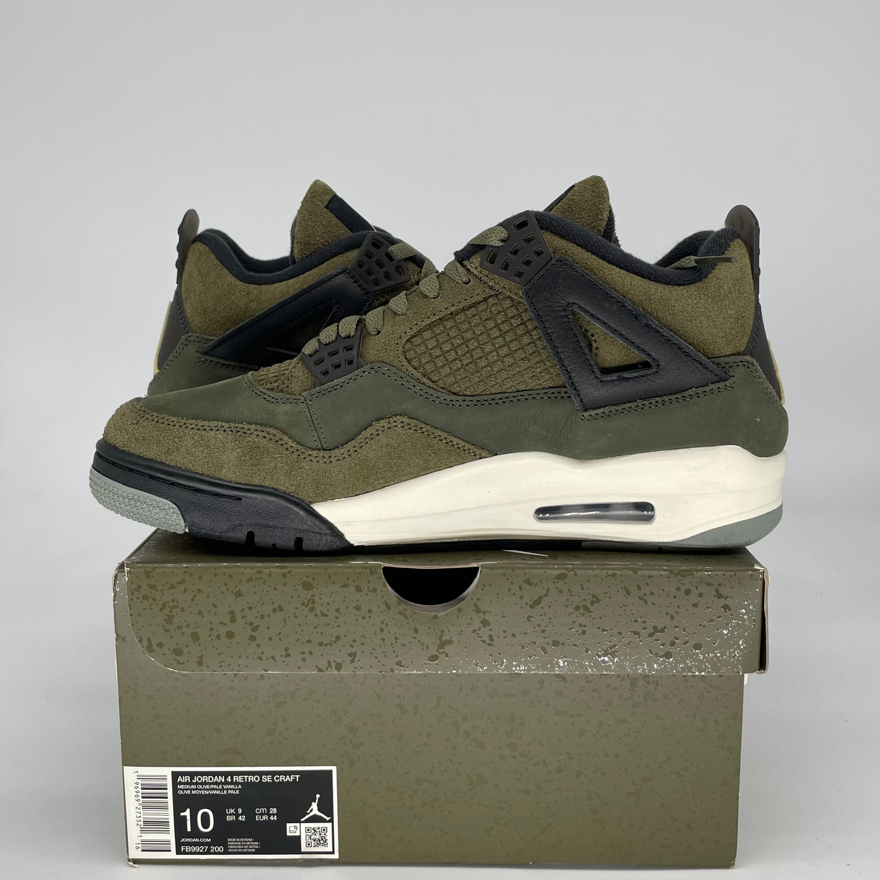 AIR JORDAN 4 CRAFT MEDIUM OLIVE FB9927-200 SIZE 10/11.5W