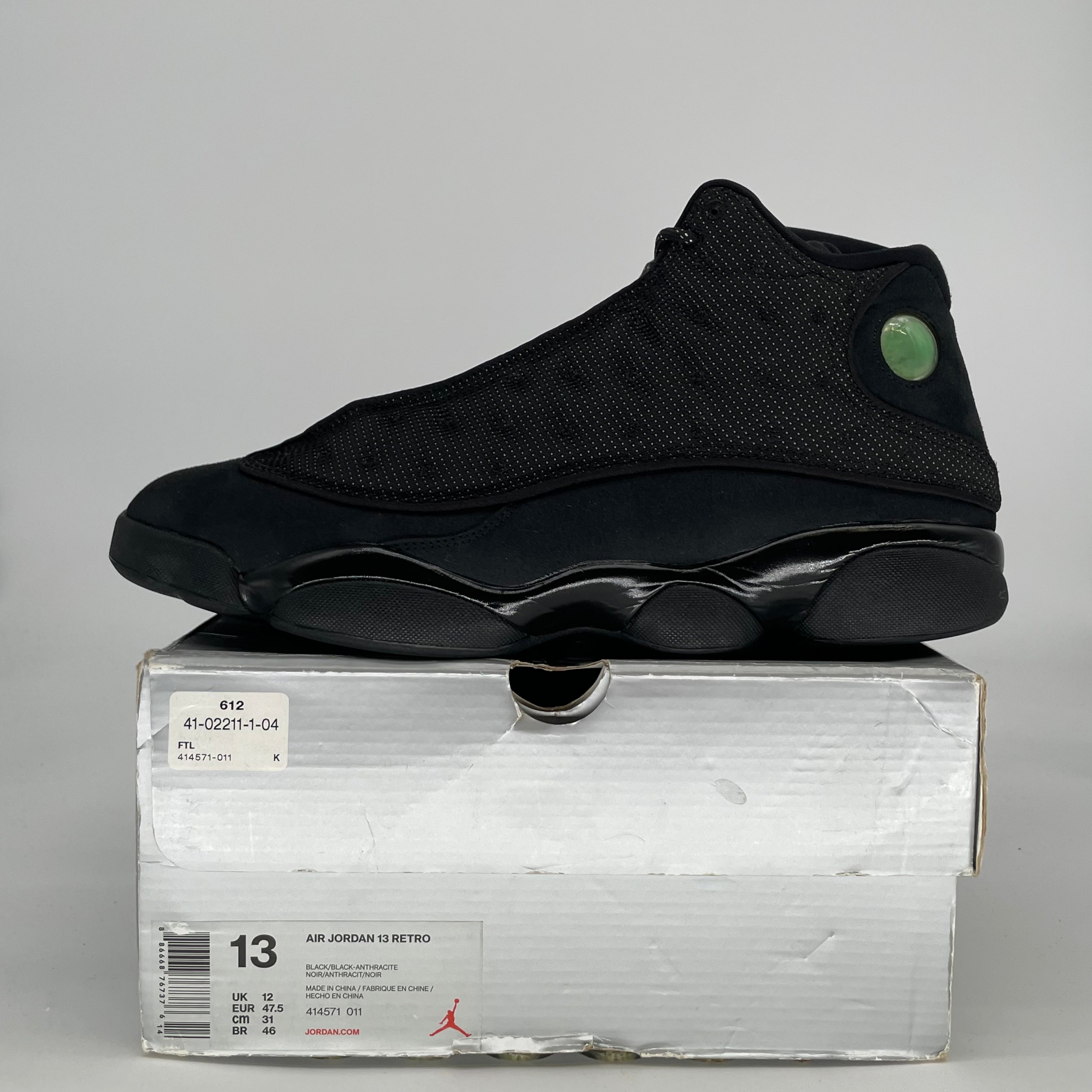 AIR JORDAN 13 BLACK CAT 414571-011 SIZE 13/14.5W
