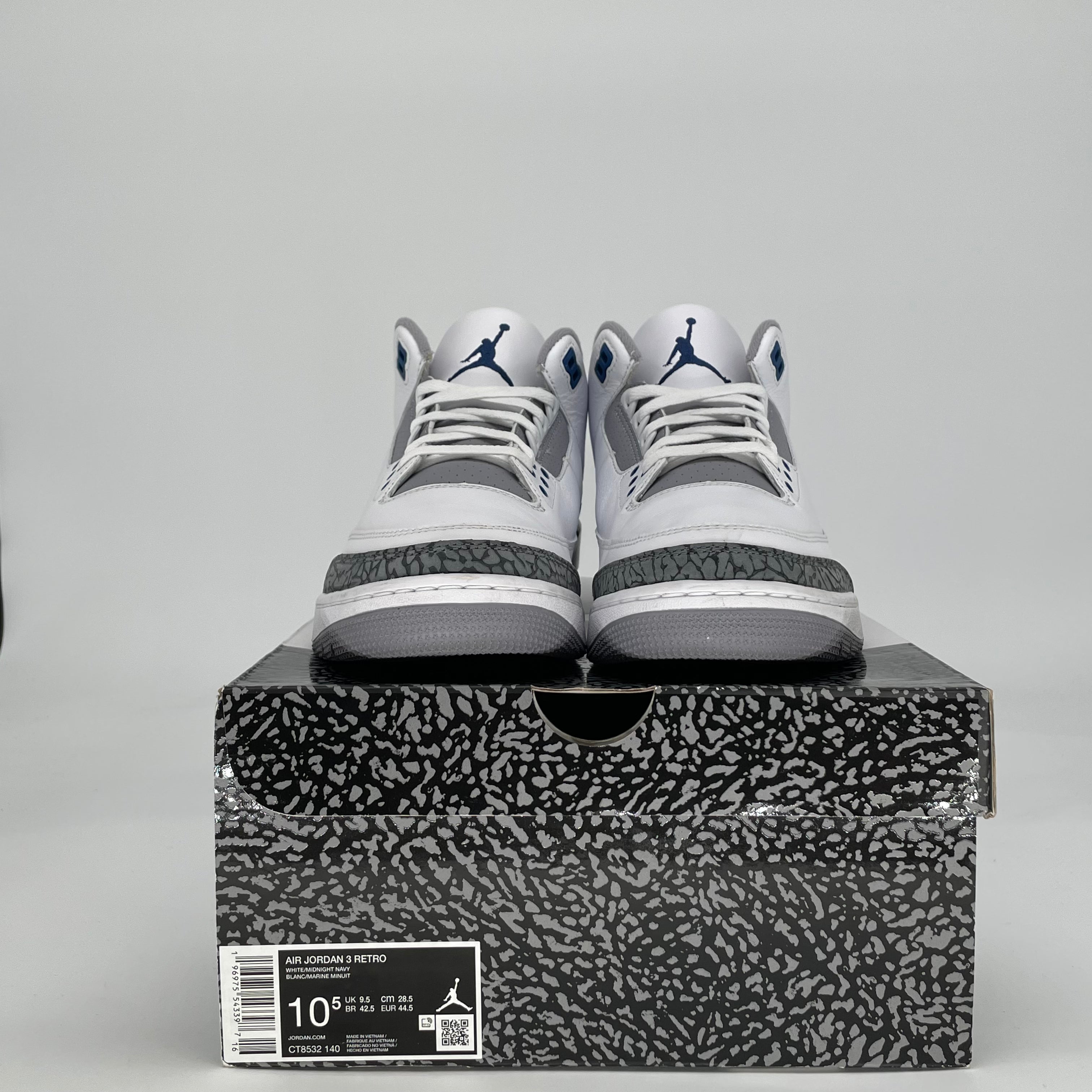 AIR JORDAN 3 MIDNIGHT NAVY CT8532-140 SIZE 10.5/12W