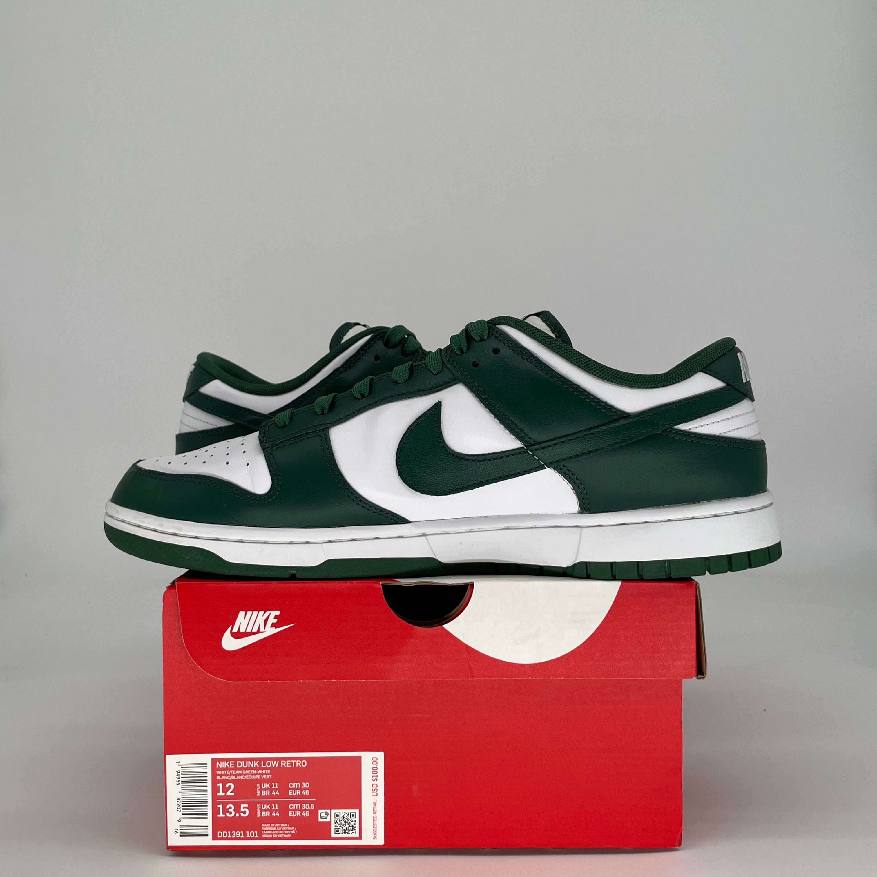 NIKE DUNK LOW MICHIGAN STATE DD1391-101 SIZE 12/13.5W