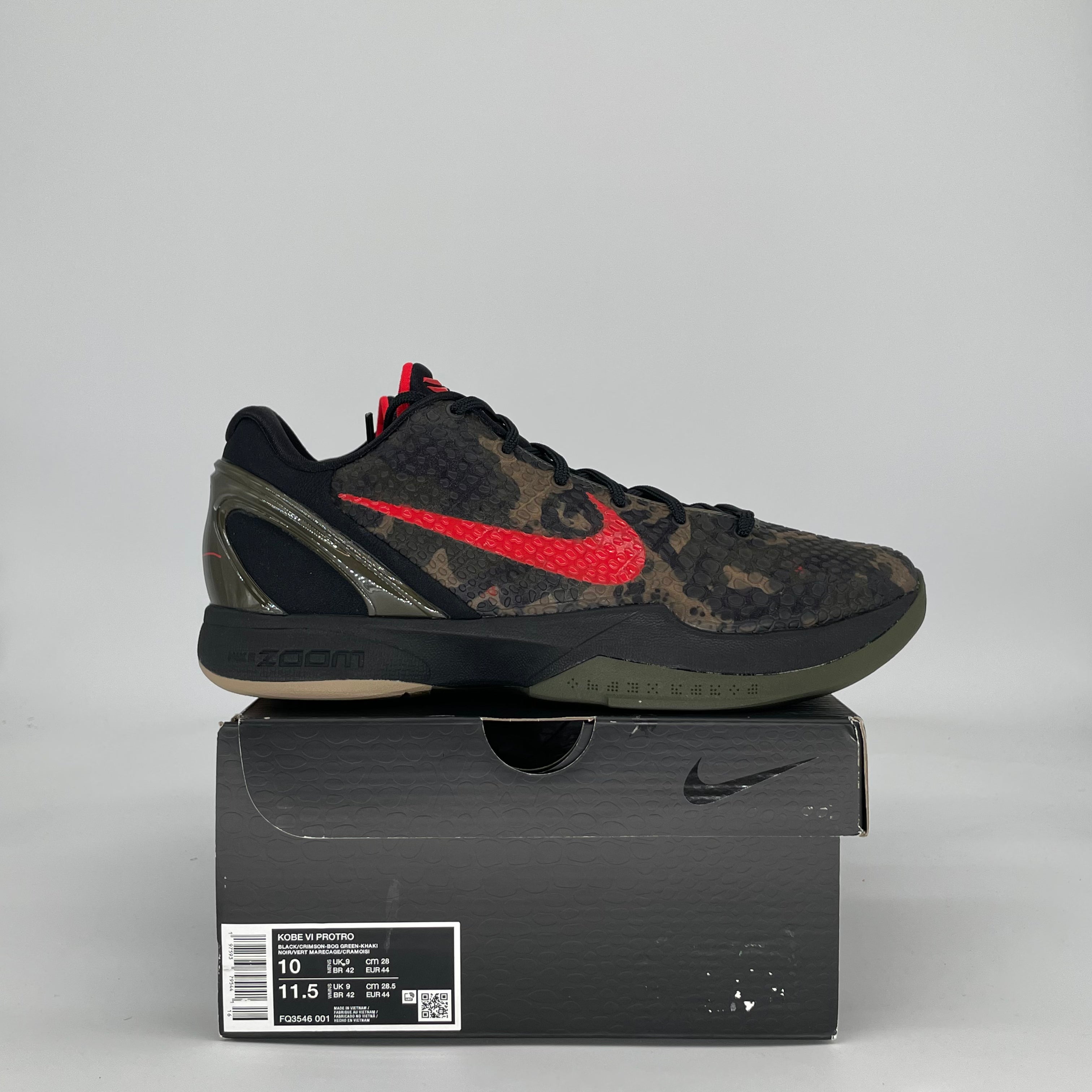 NIKE KOBE 6 PROTRO ITALIAN CAMO FQ3546-001 SIZE 10/11.5W