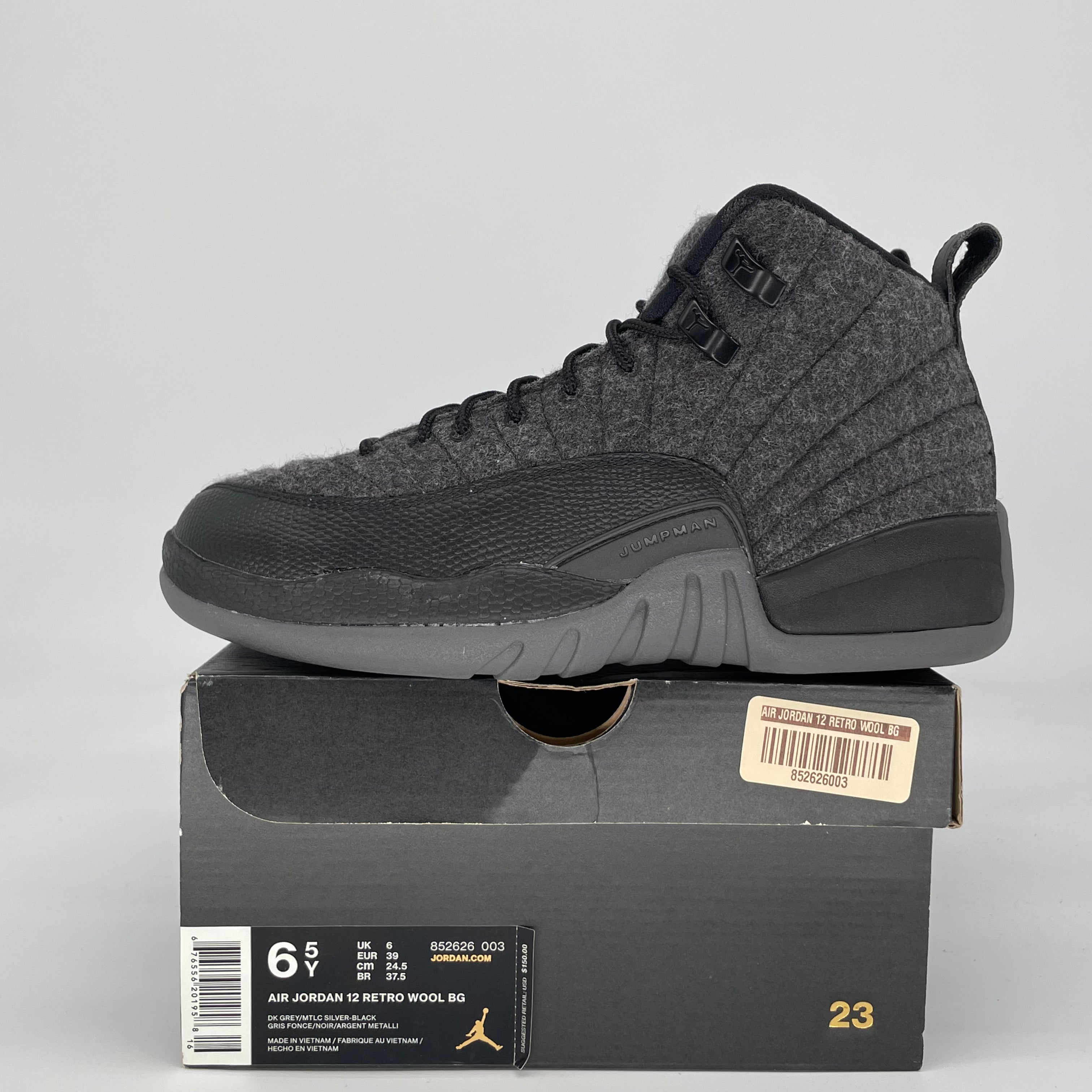 AIR JORDAN 12 WOOL 852626-003 SIZE 6.5/8W