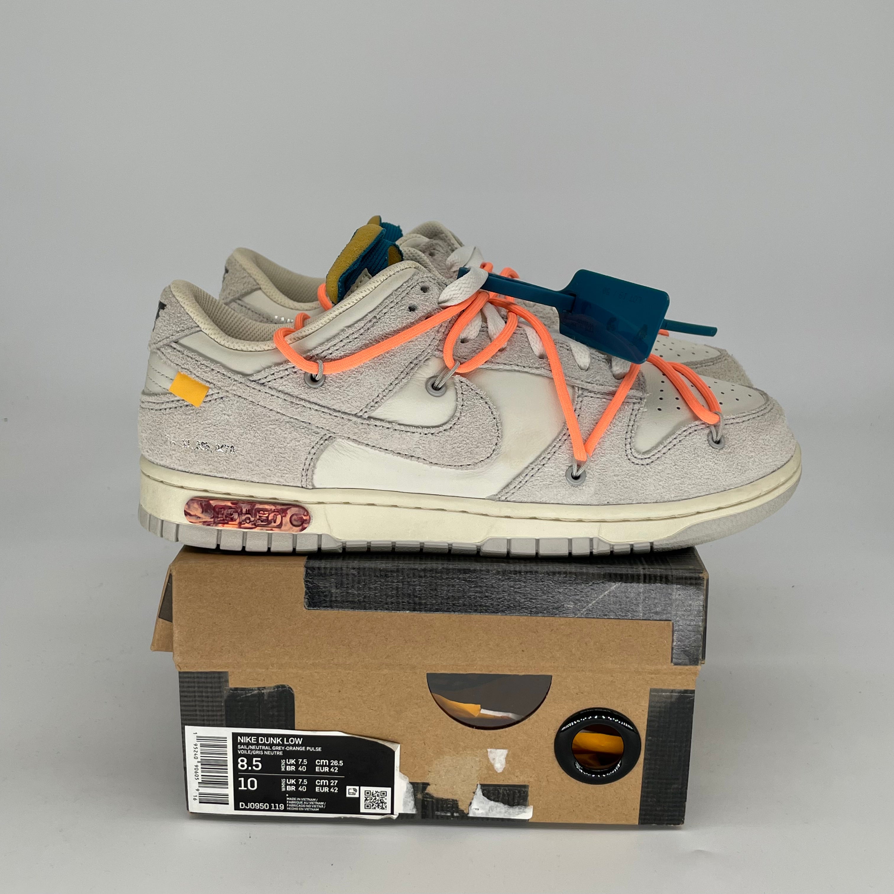 OFF WHITE X NIKE DUNK LOW LOT 19 SIZE 8.5/10W DJ0950-119