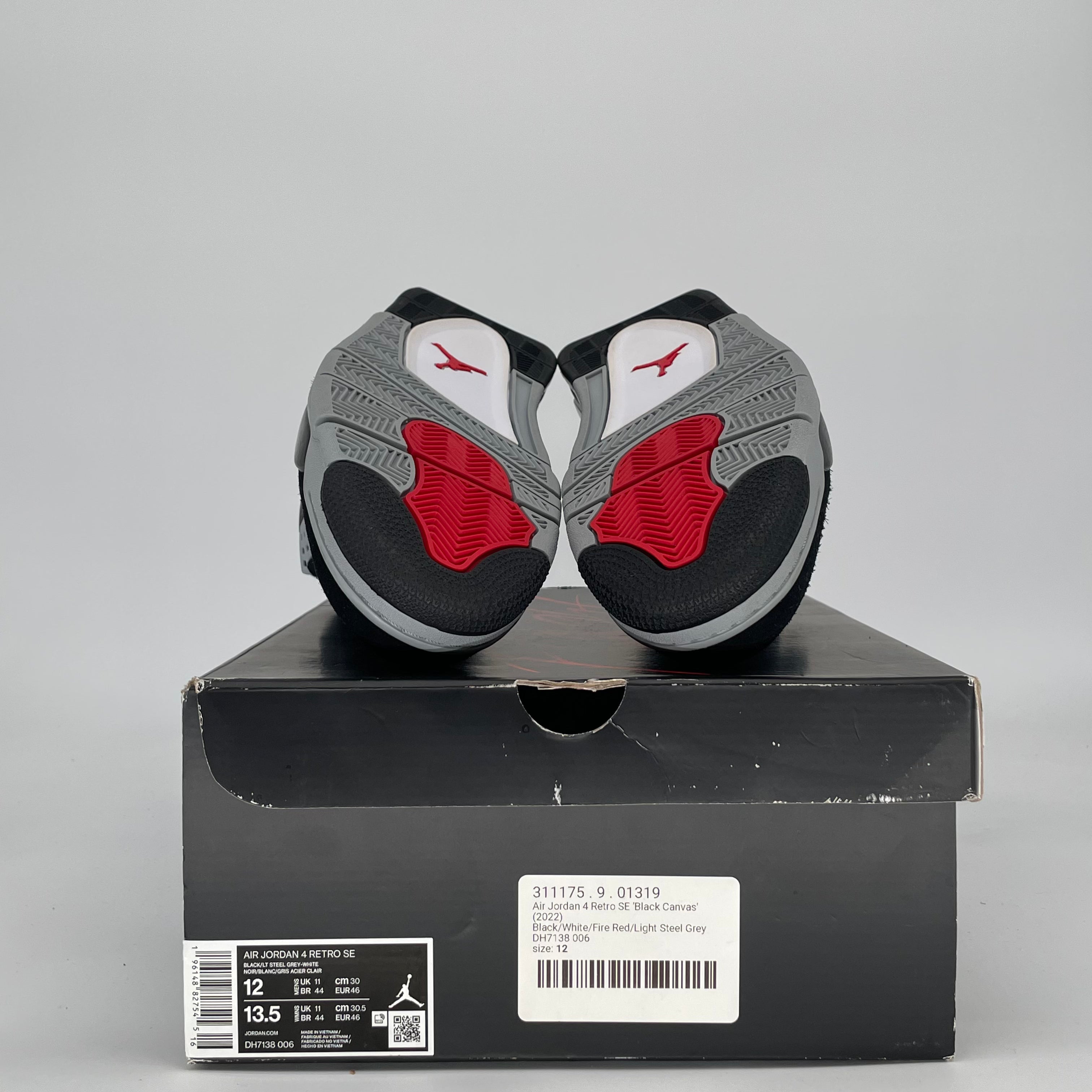 AIR JORDAN 4 BLACK CANVAS DH7138-006 SIZE 12/13.5W