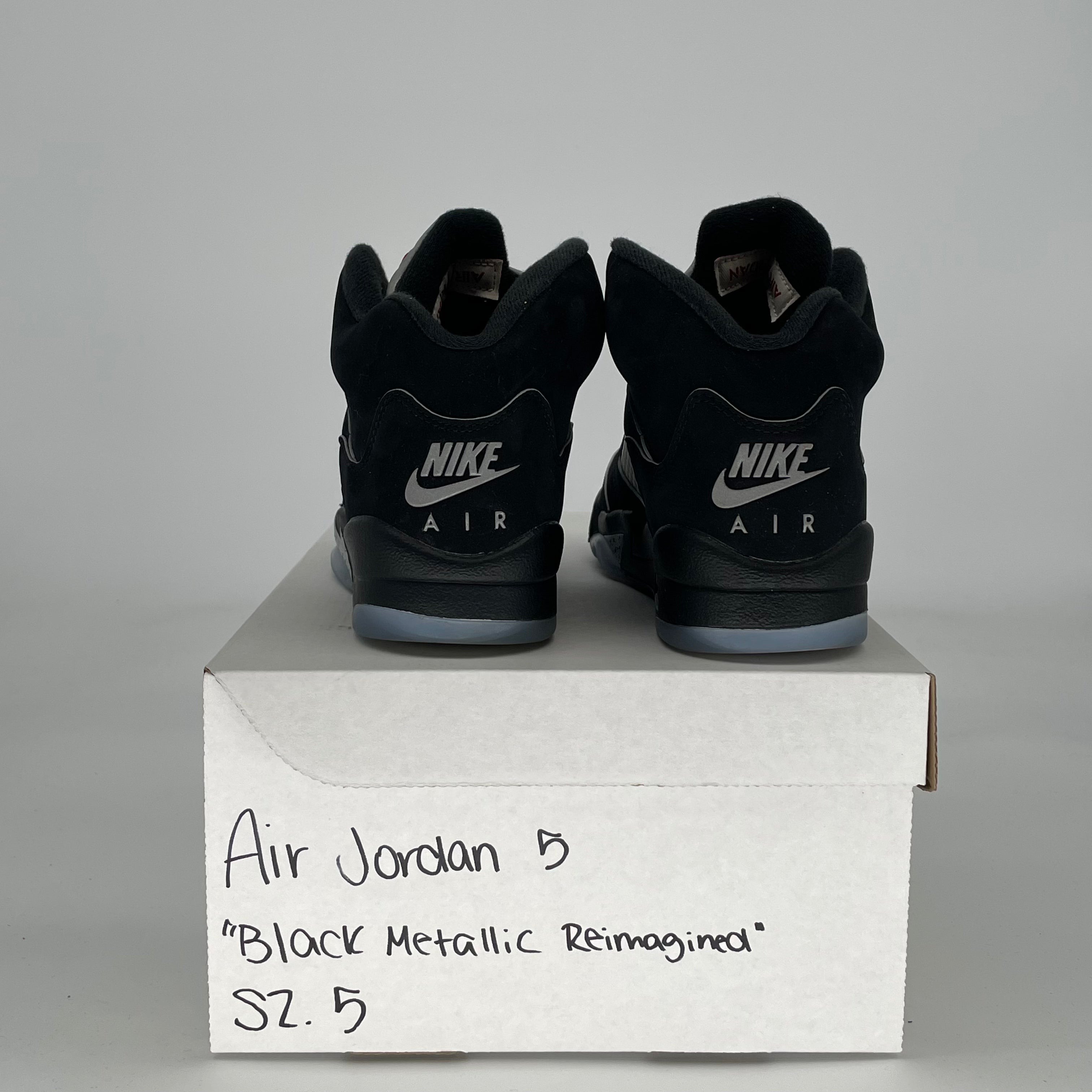 AIR JORDAN 5 BLACK METALLIC REIMAGED HF3976-001 SIZE 5/6.5W