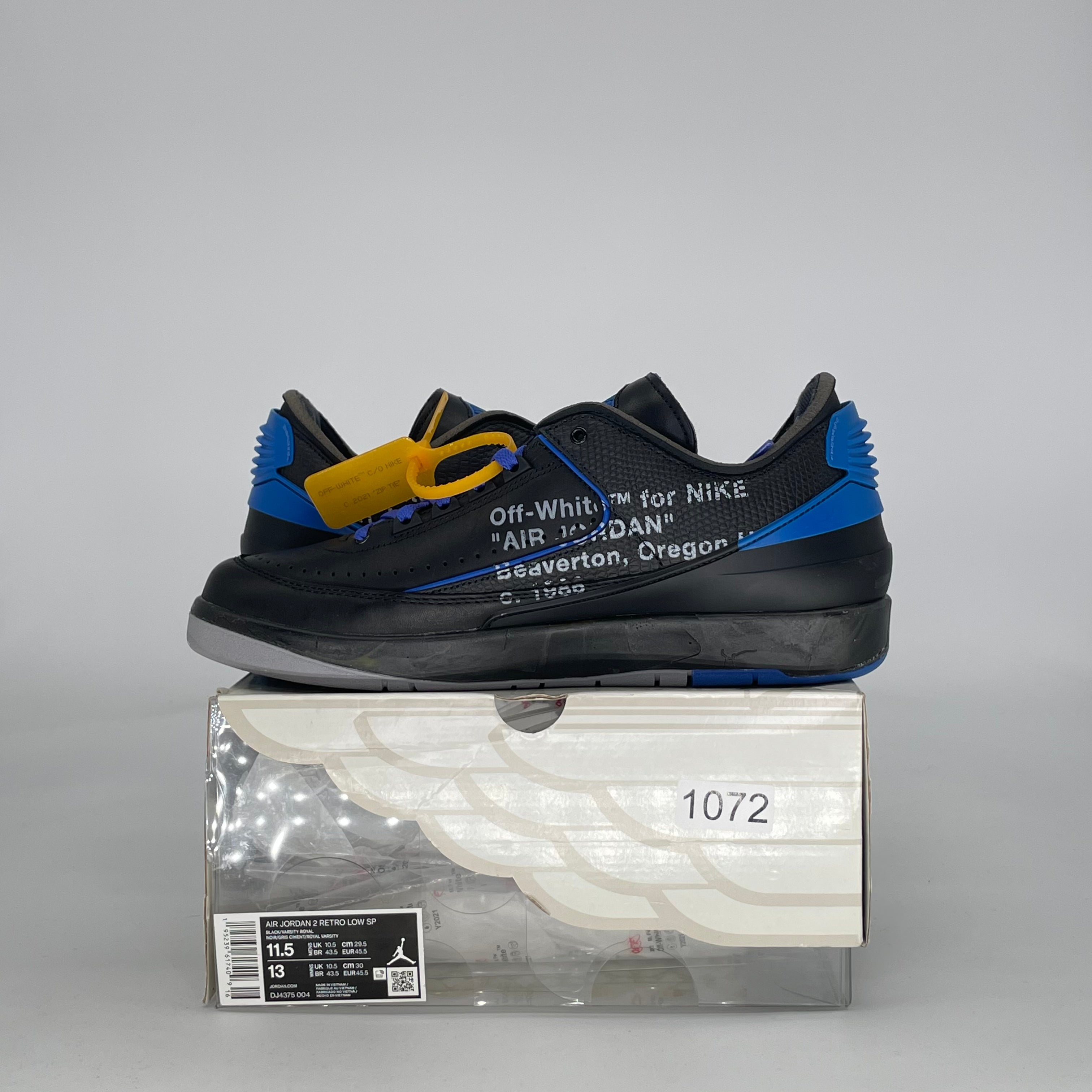 AIR JORDAN 2 LOW OFF-WHITE BLACK BLUE DJ4375-004 SIZE 11.5/13W