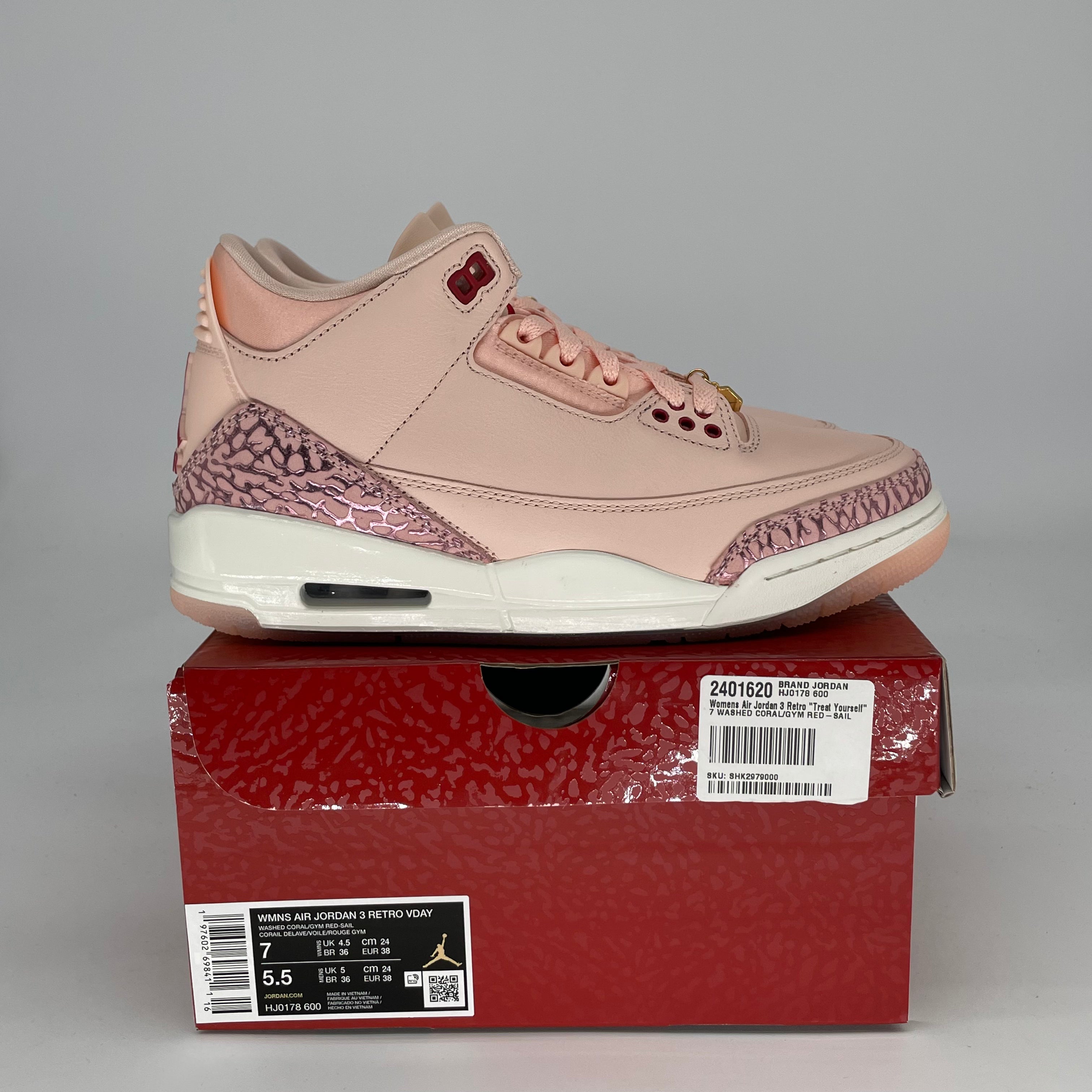 AIR JORDAN 3 VALENTINE'S DAY TREAT YOURSELF W HJ0178-600 SIZE 5.5/7W