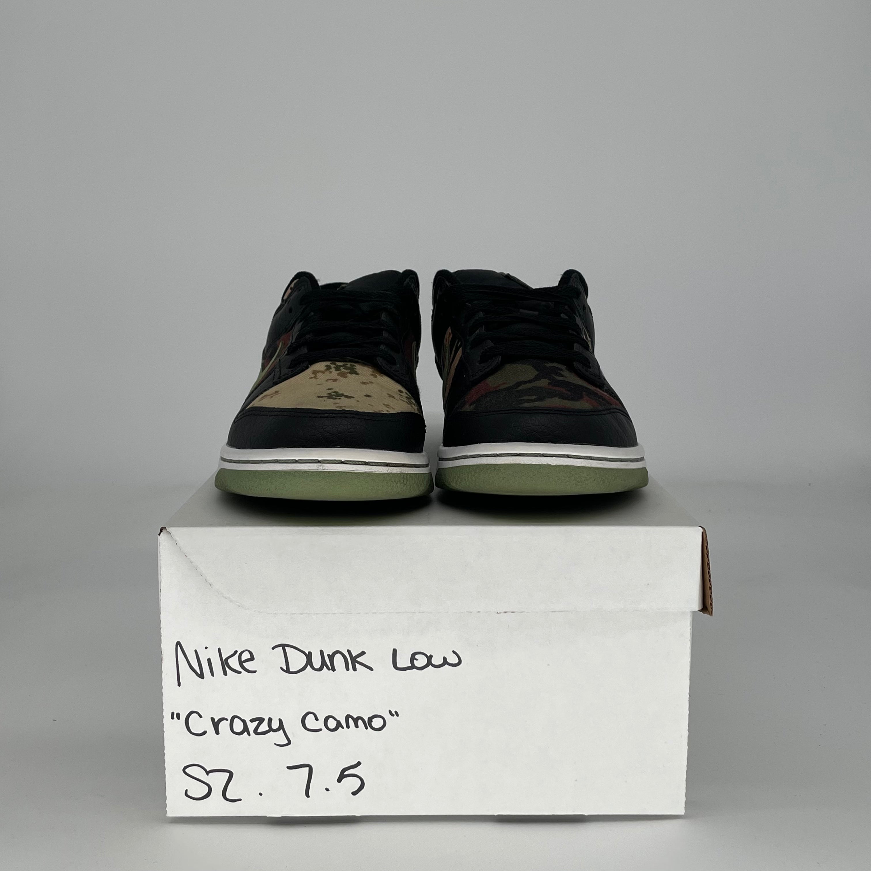 NIKE DUNK LOW CRAZY CAMO DH0957-001 SIZE 7.5/9W