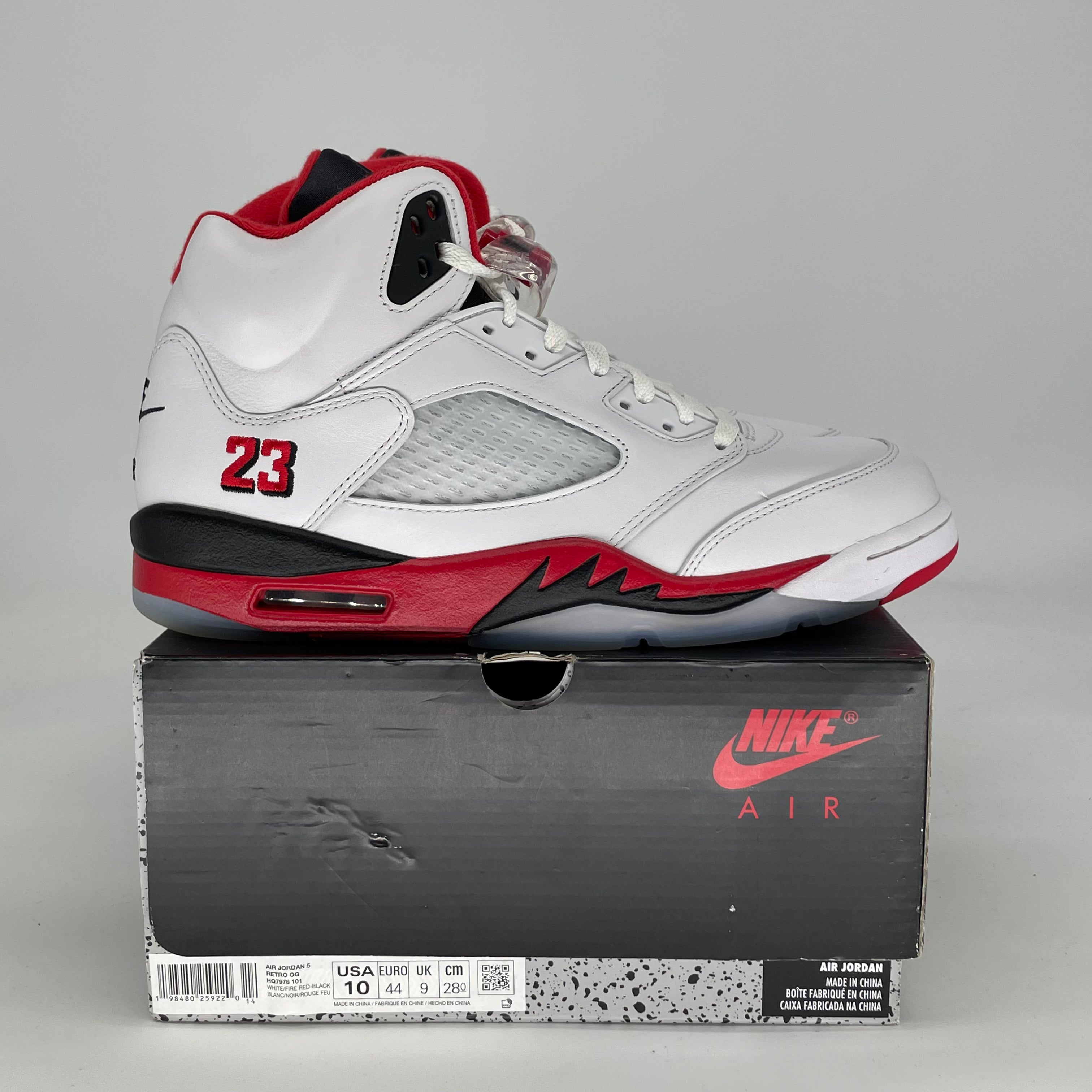 AIR JORDAN 5 FIRE RED BLACK TONGUE HQ7978-101 SIZE 10/11.5W