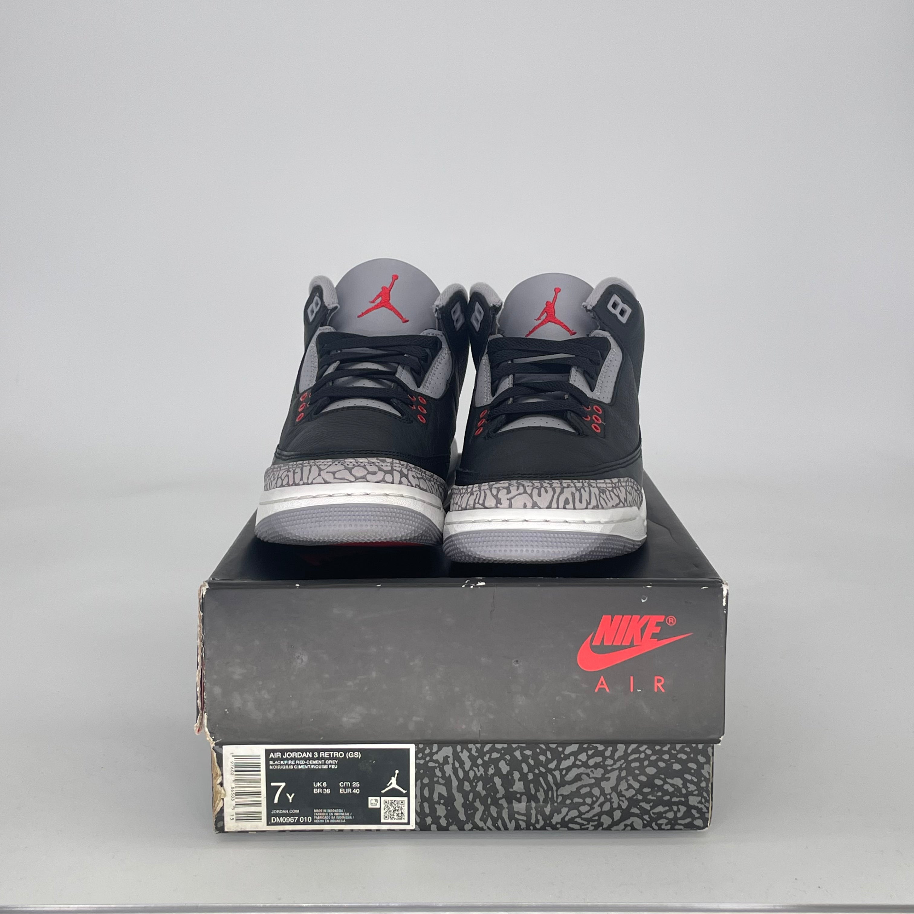 AIR JORDAN 3 BLACK CEMENT DM0967-010 SIZE 7/8.5W GS
