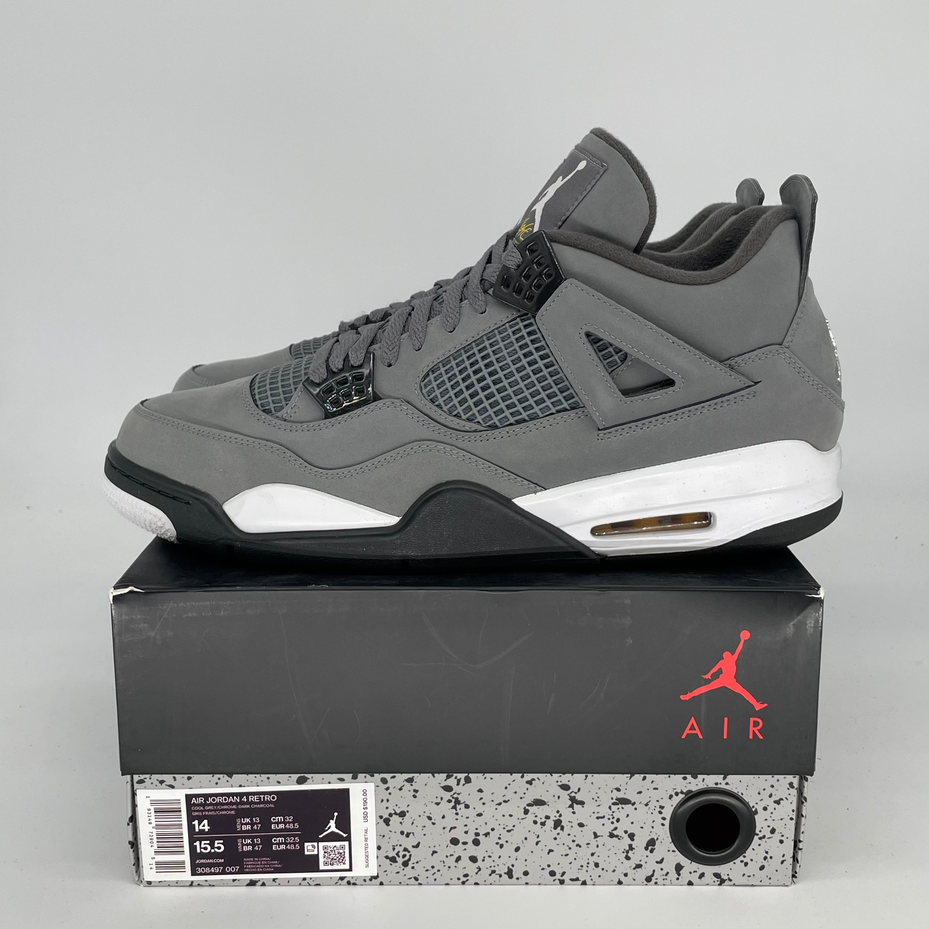AIR JORDAN 4 COOL GREY SIZE 14/15.5W 308497-007