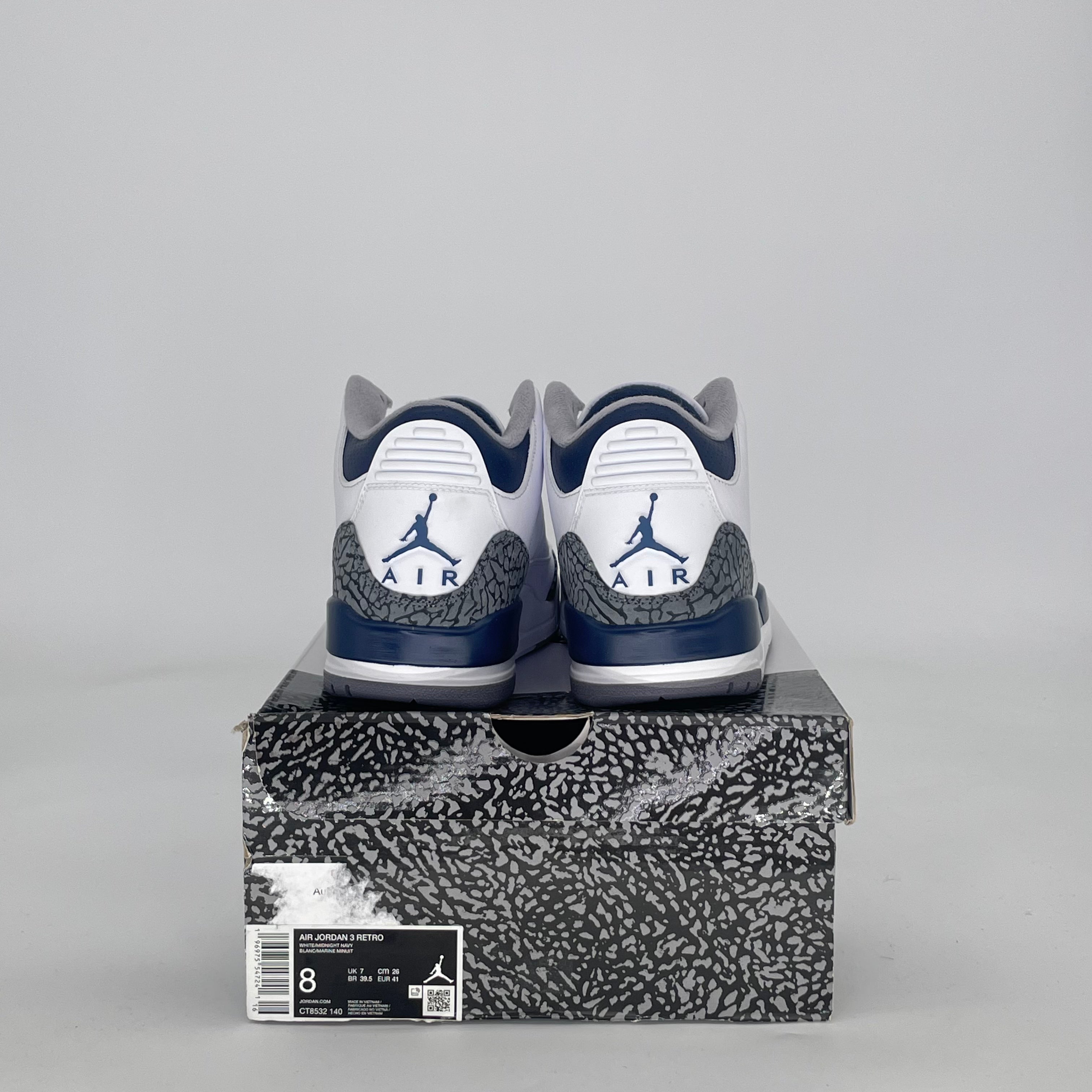 AIR JORDAN 3 MIDNIGHT NAVY CT8532-140 SIZE 8/9.5W
