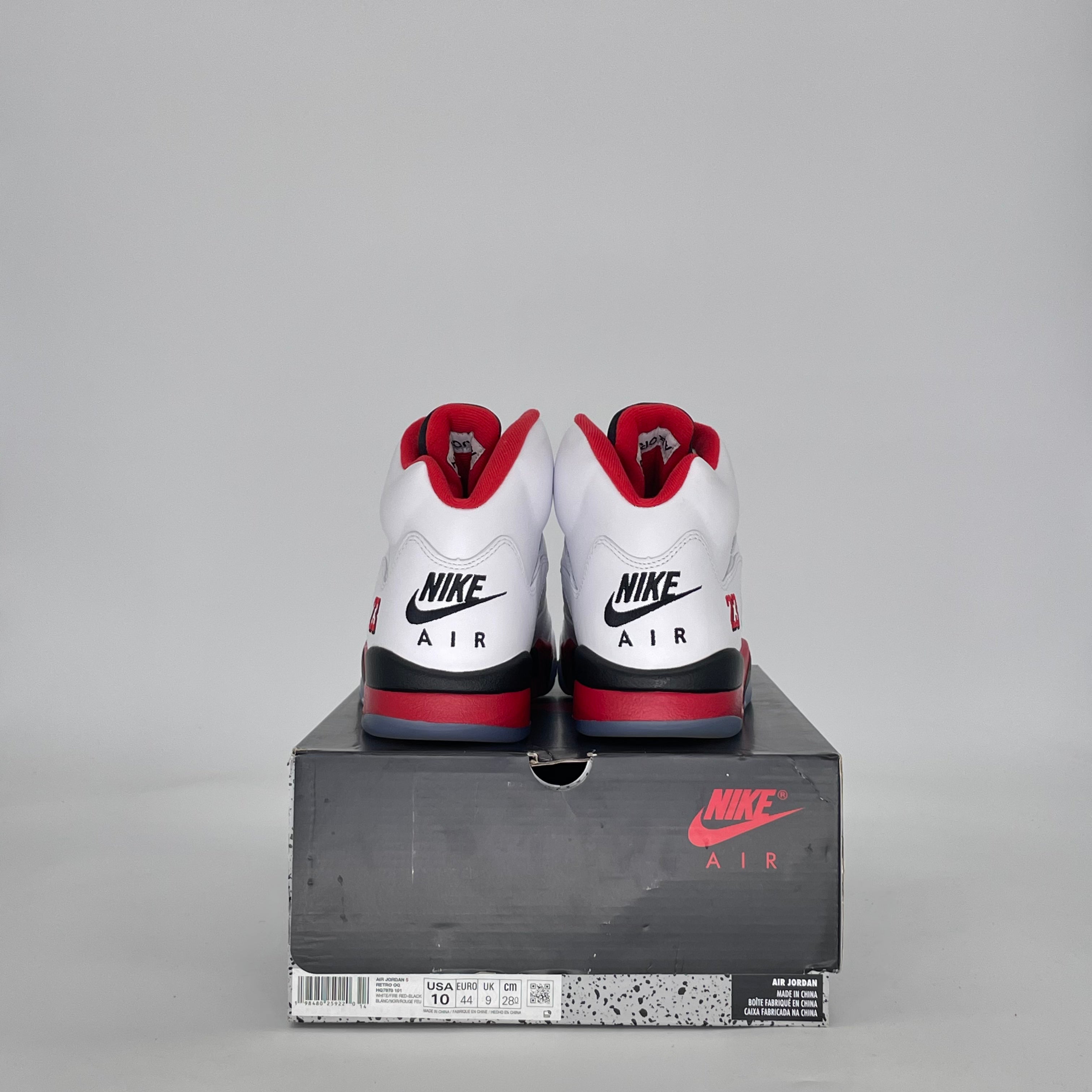 AIR JORDAN 5 FIRE RED BLACK TONGUE HQ7978-101 SIZE 10/11.5W