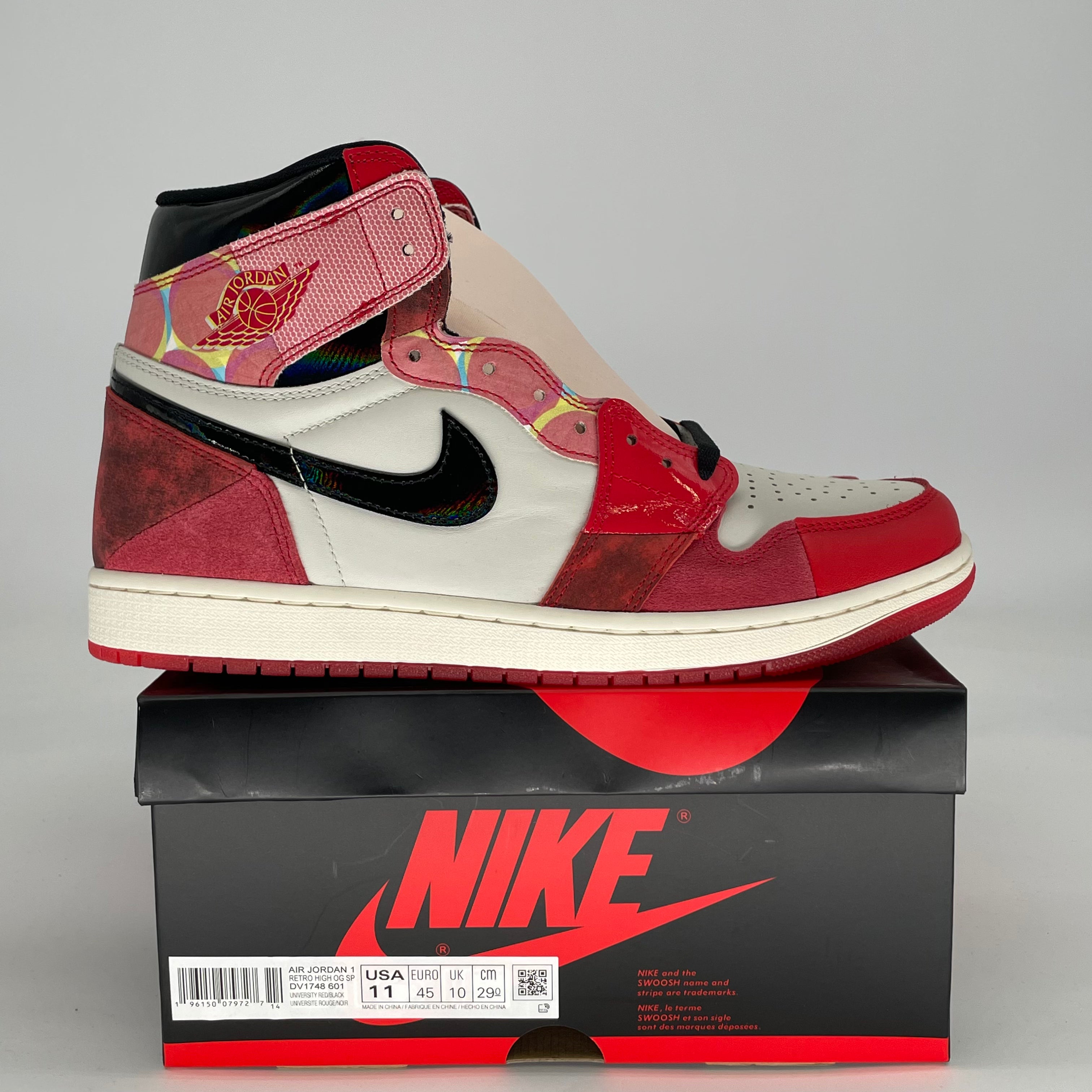 AIR JORDAN 1 SPIDER-MAN ACROSS THE SPIDER-VERSE DV1748-601 SIZE 11/12.5W