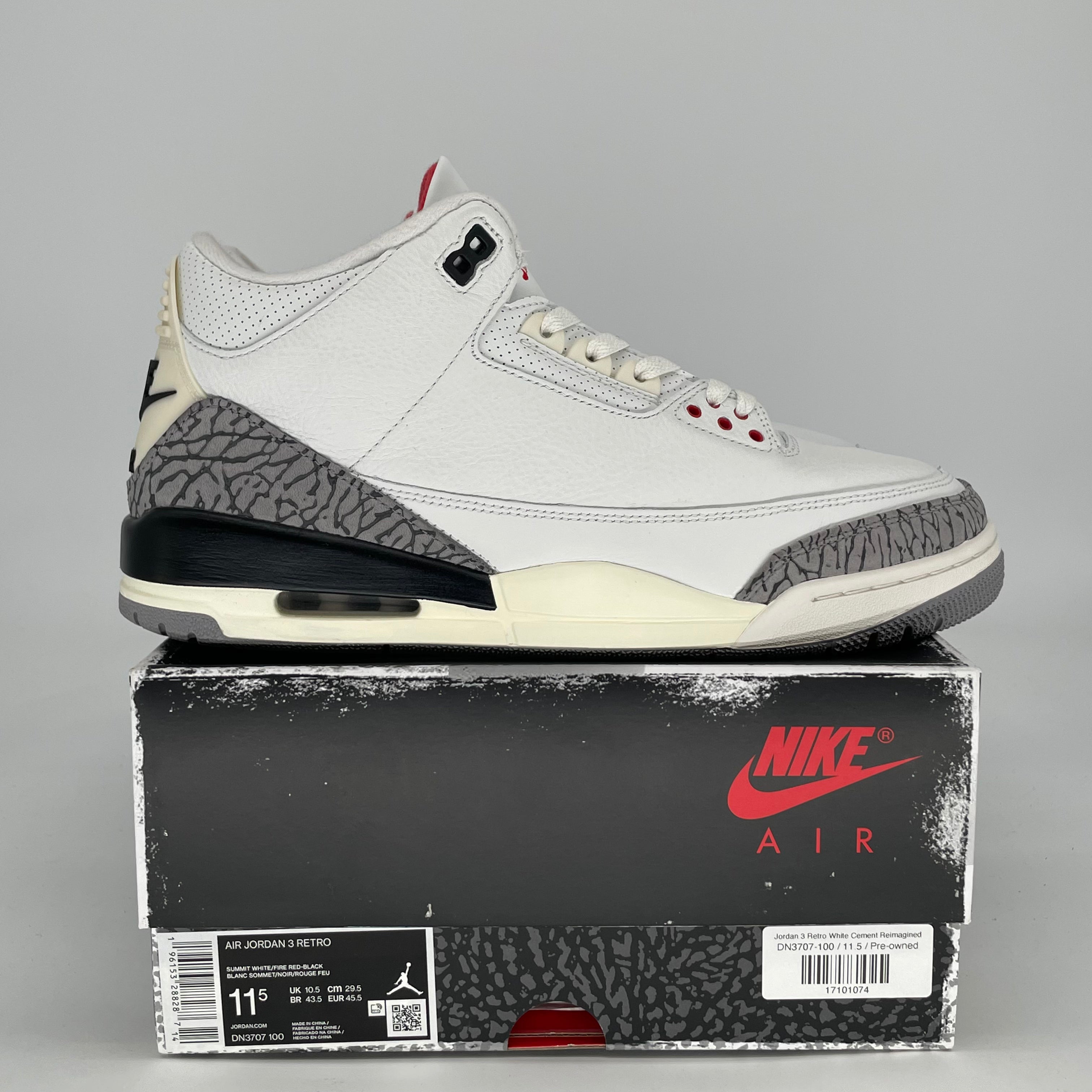 AIR JORDAN 3 WHITE CEMENT REIMAGINED DN3707-100 SIZE 11.5/13W