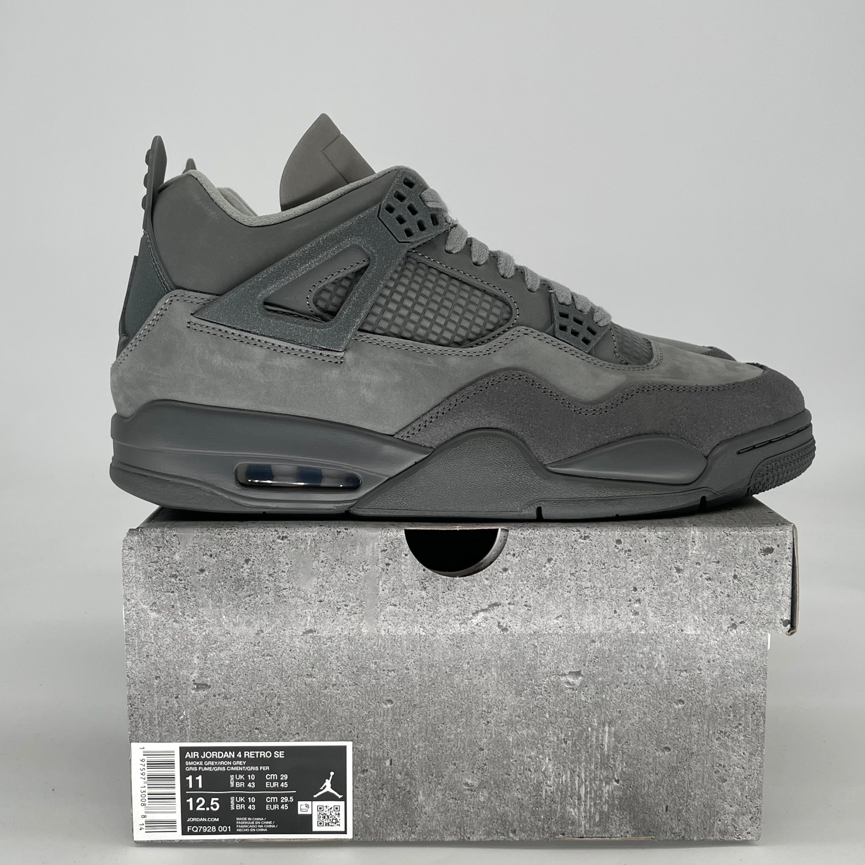AIR JORDAN 4 WET CEMENT FQ7928-001 SIZE 11/12.5W