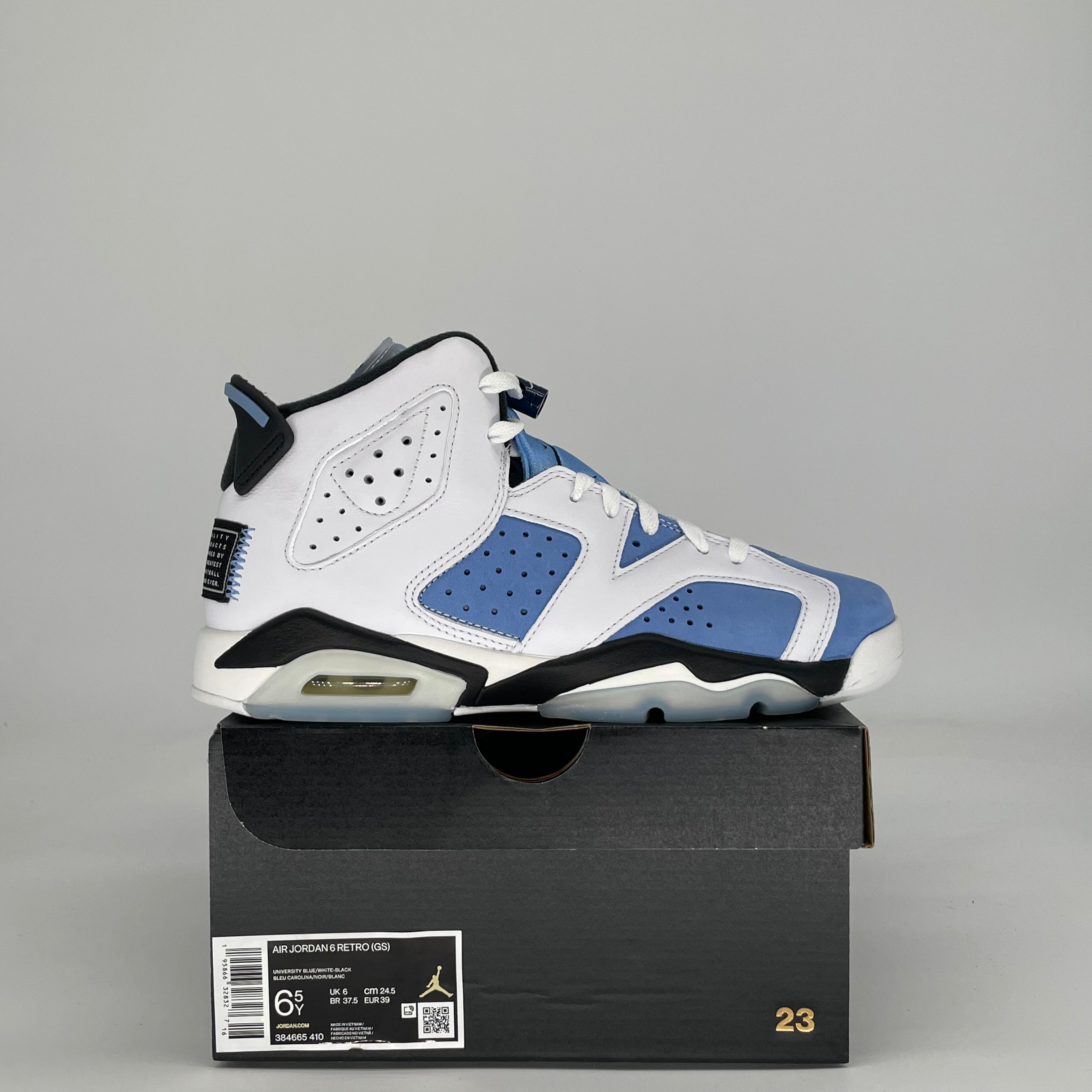 AIR JORDAN 6 UNC WHITE 384665-410 SIZE 6.5/8W