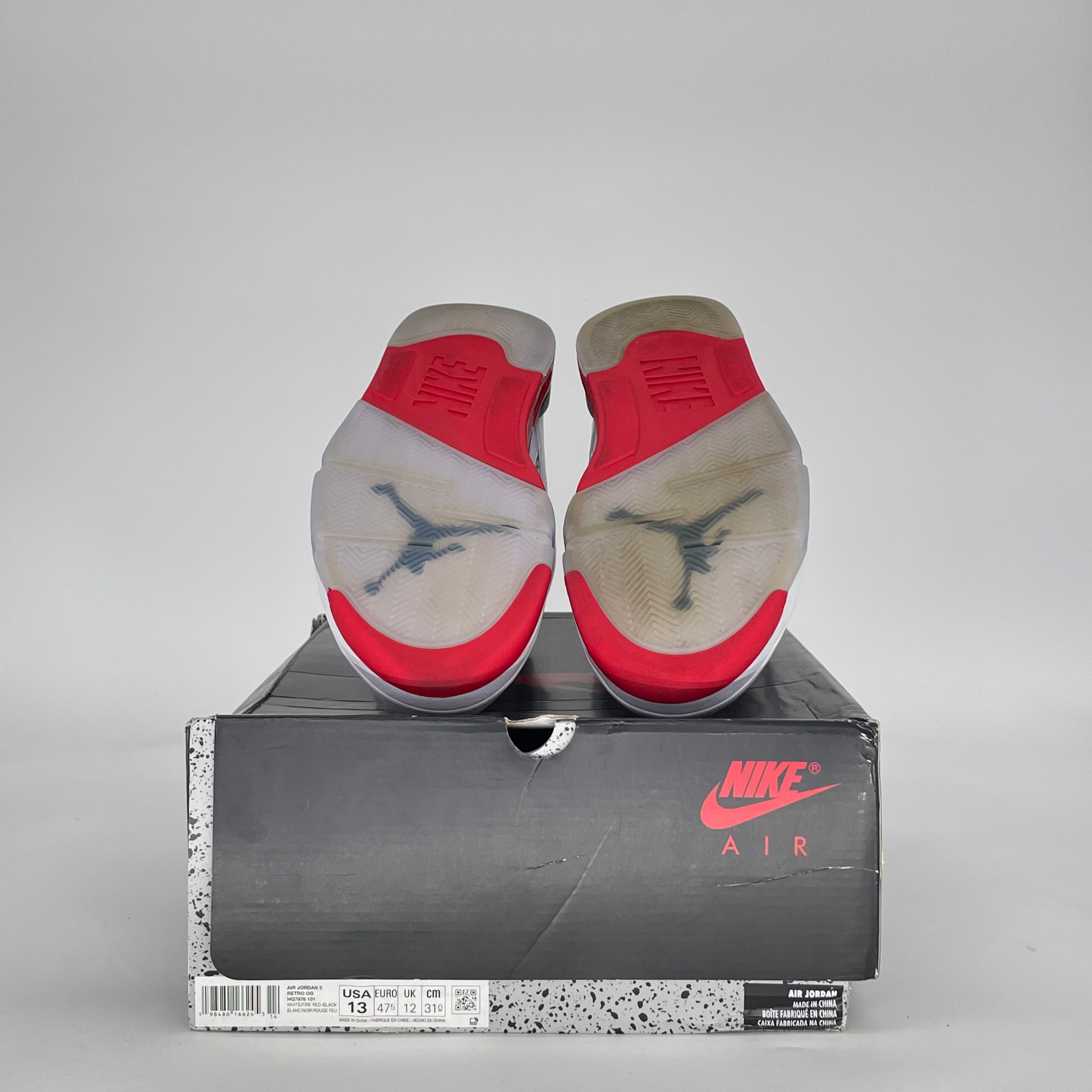 AIR JORDAN 5 FIRE RED BLACK TONGUE HQ7978-101 SIZE 13/14.5W