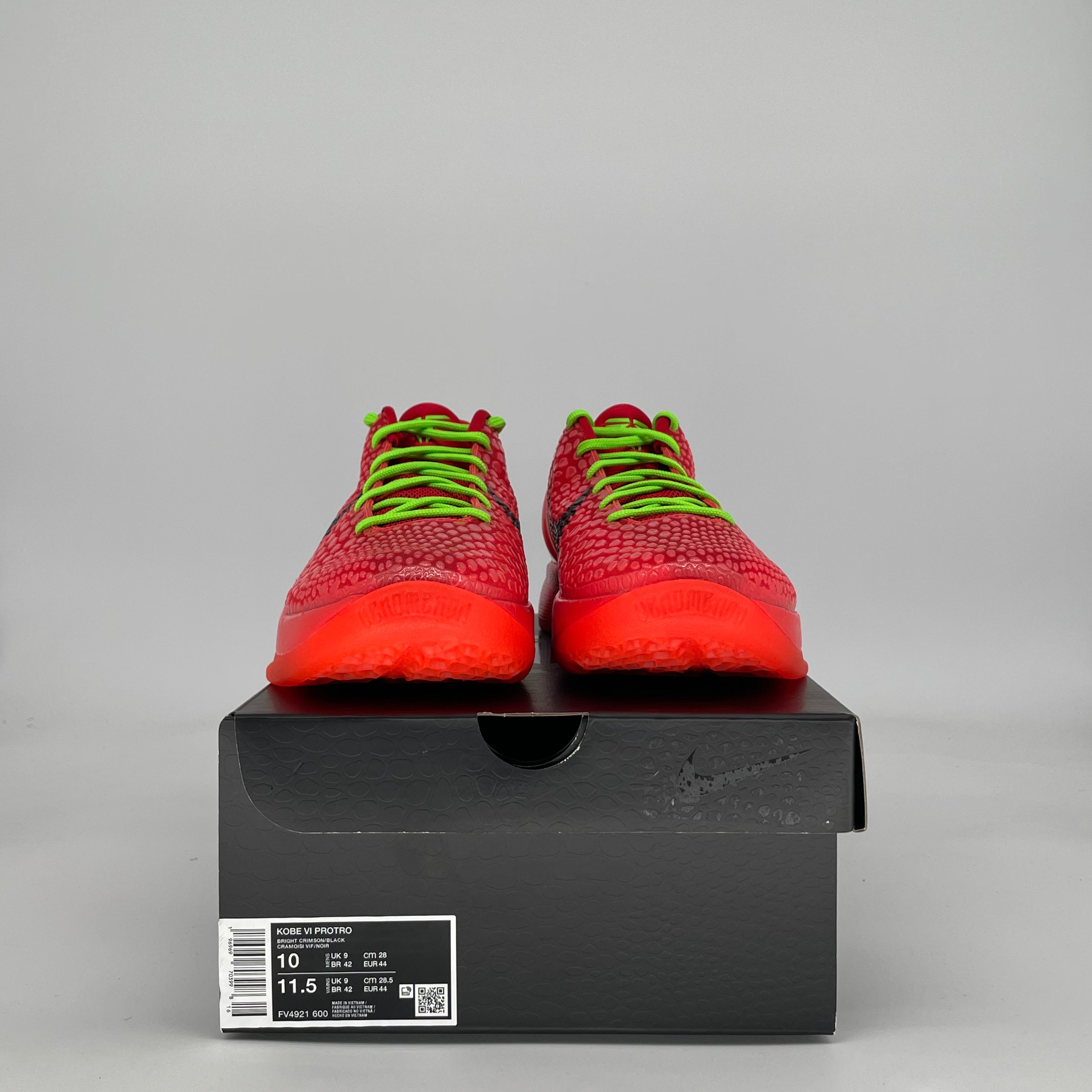 NIKE KOBE 6 PROTRO REVERSE GRINCH FV4921-600 SIZE 10/11.5W