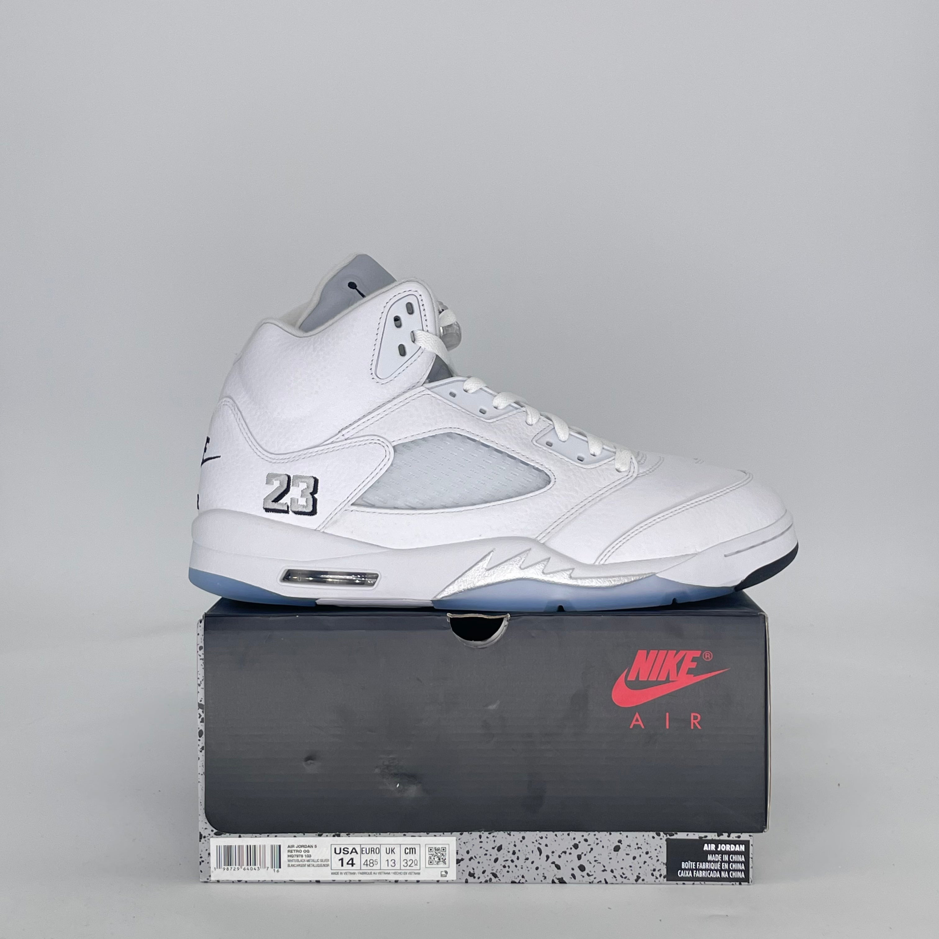 AIR JORDAN 5 WHITE METALLIC HQ7978-103 SIZE 14/15.5W
