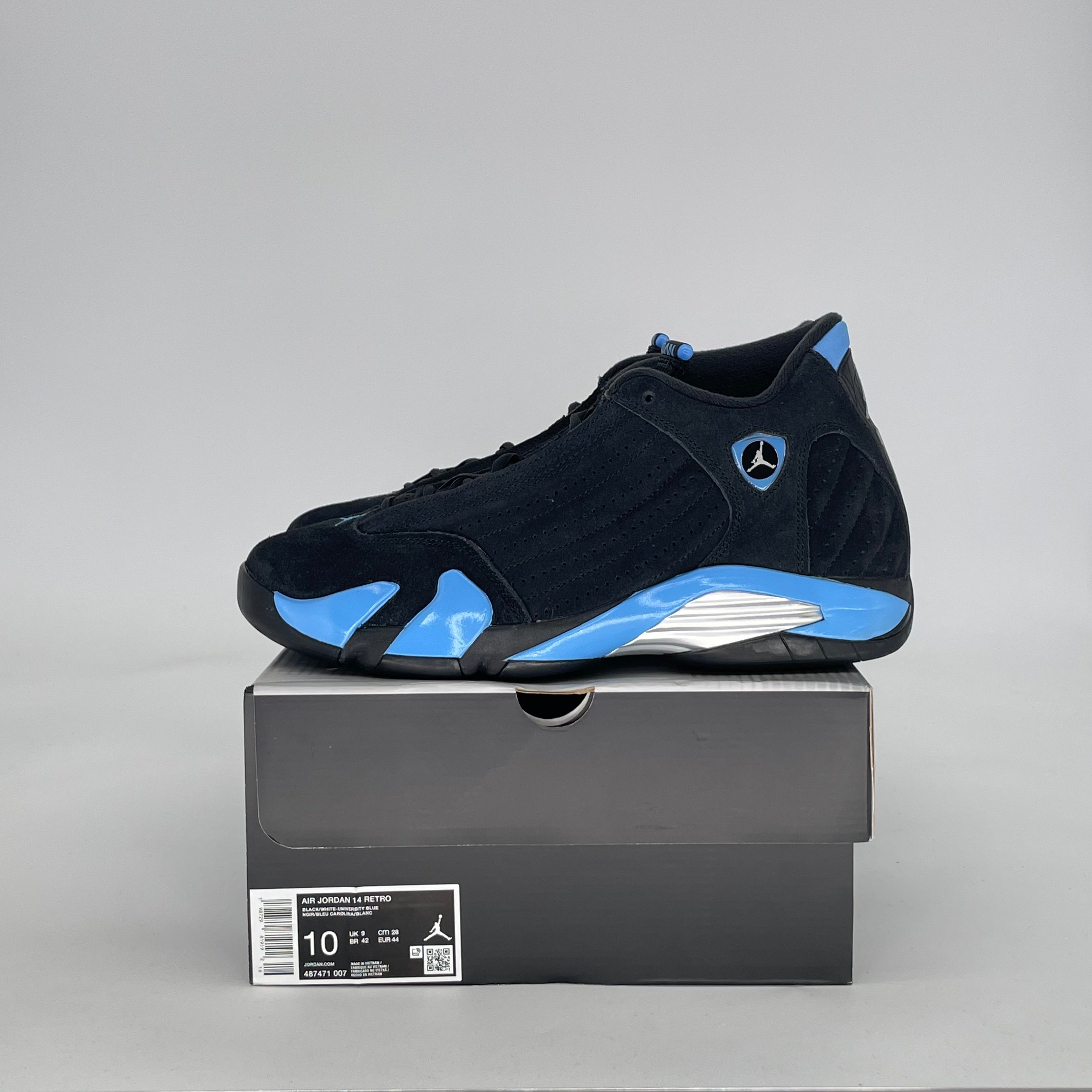 AIR JORDAN 14 BLACK UNIVERSITY BLUE 487471-007 SIZE 10/11.5W