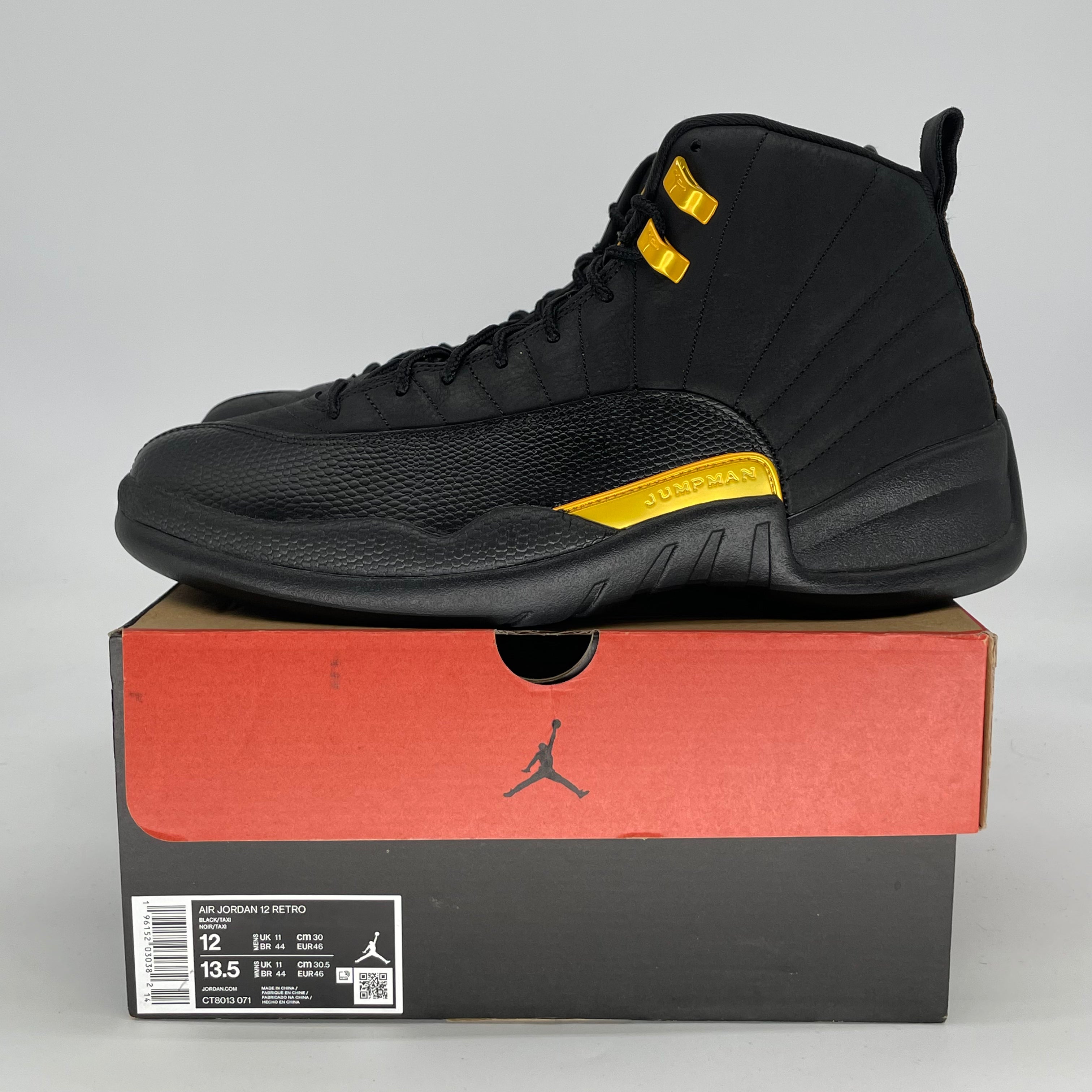 AIR JORDAN 12 BLACK TAXI CT8013-071 SIZE 12/13.5W