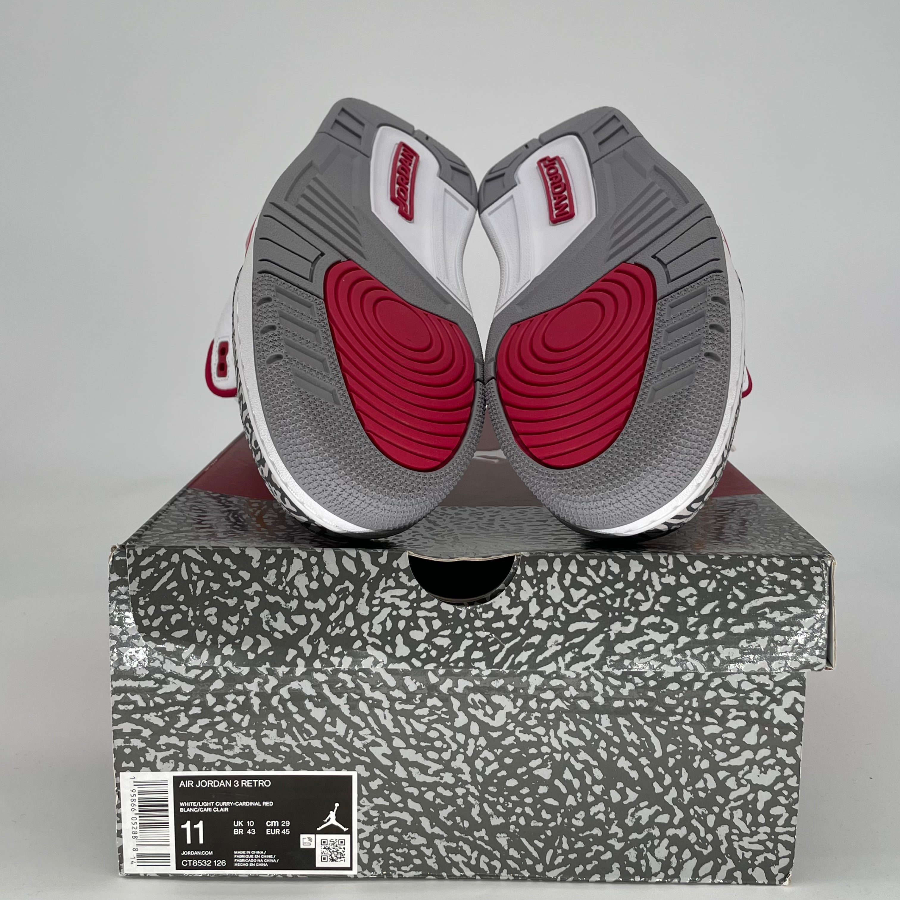 AIR JORDAN 3 CARDINAL RED CT8532-126 SIZE 11/12.5W