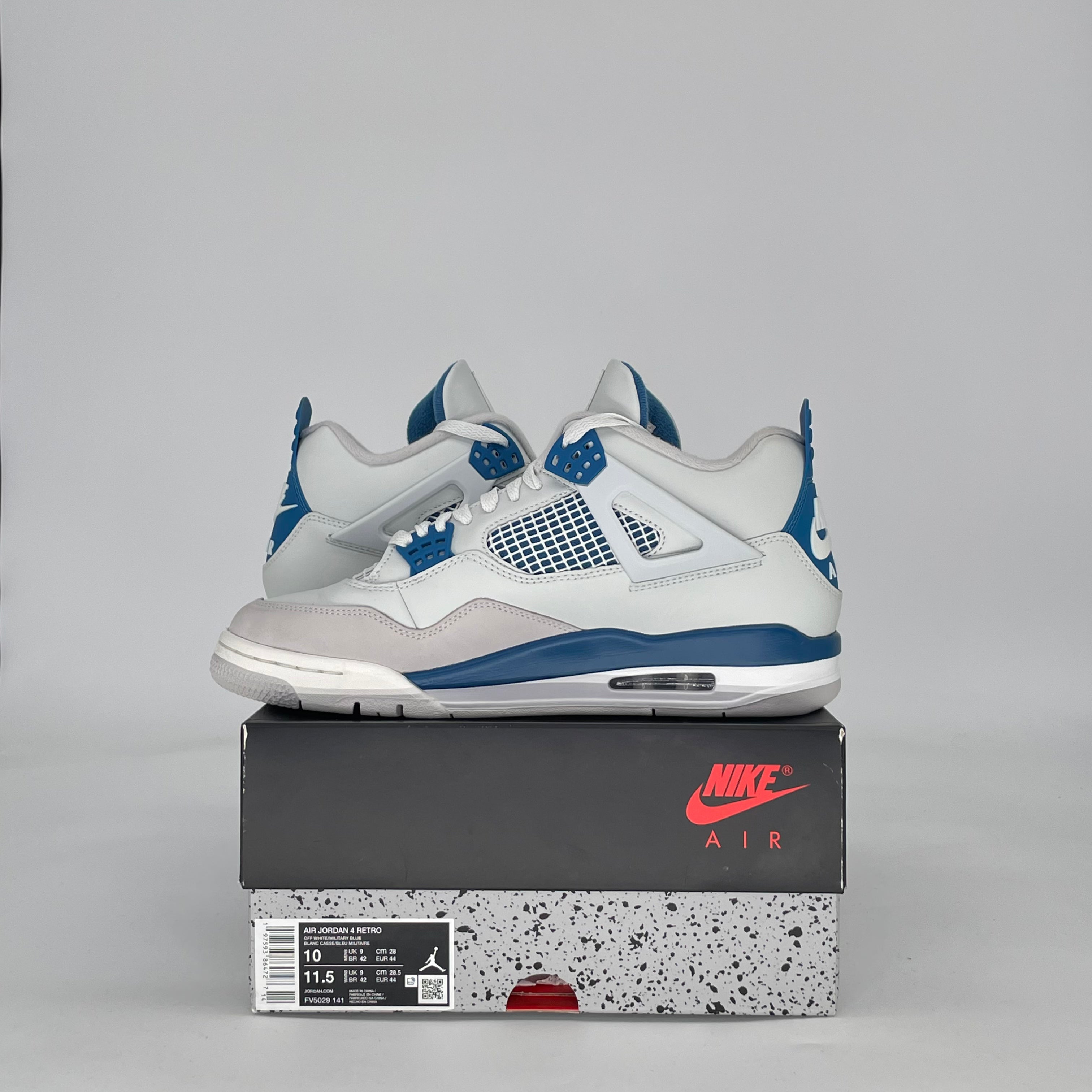 AIR JORDAN 4 MILITARY BLUE FV5029-141 SIZE 10/11.5W