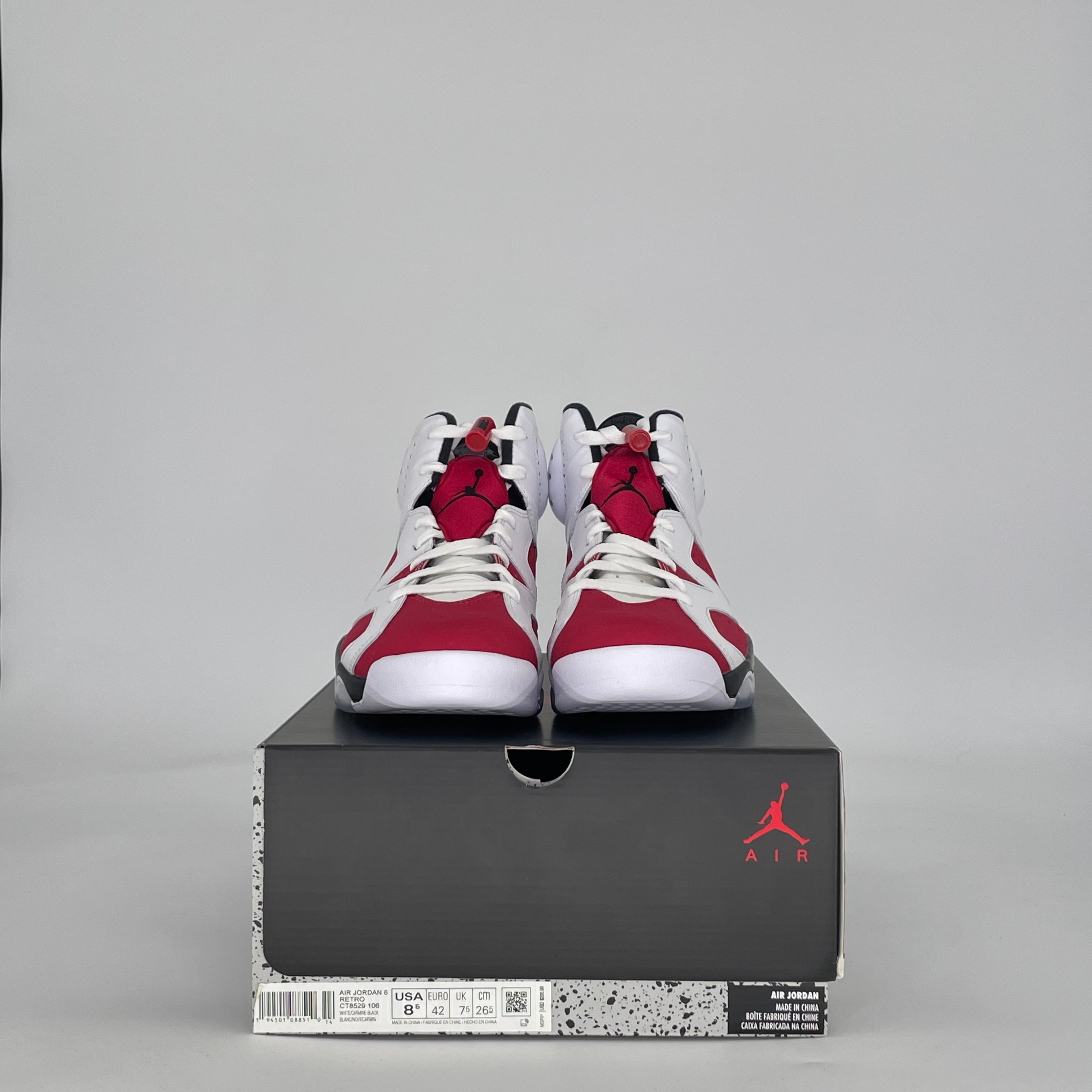 AIR JORDAN 6 CARMINE (2021) CT8529-106 SIZE 8.5/10W