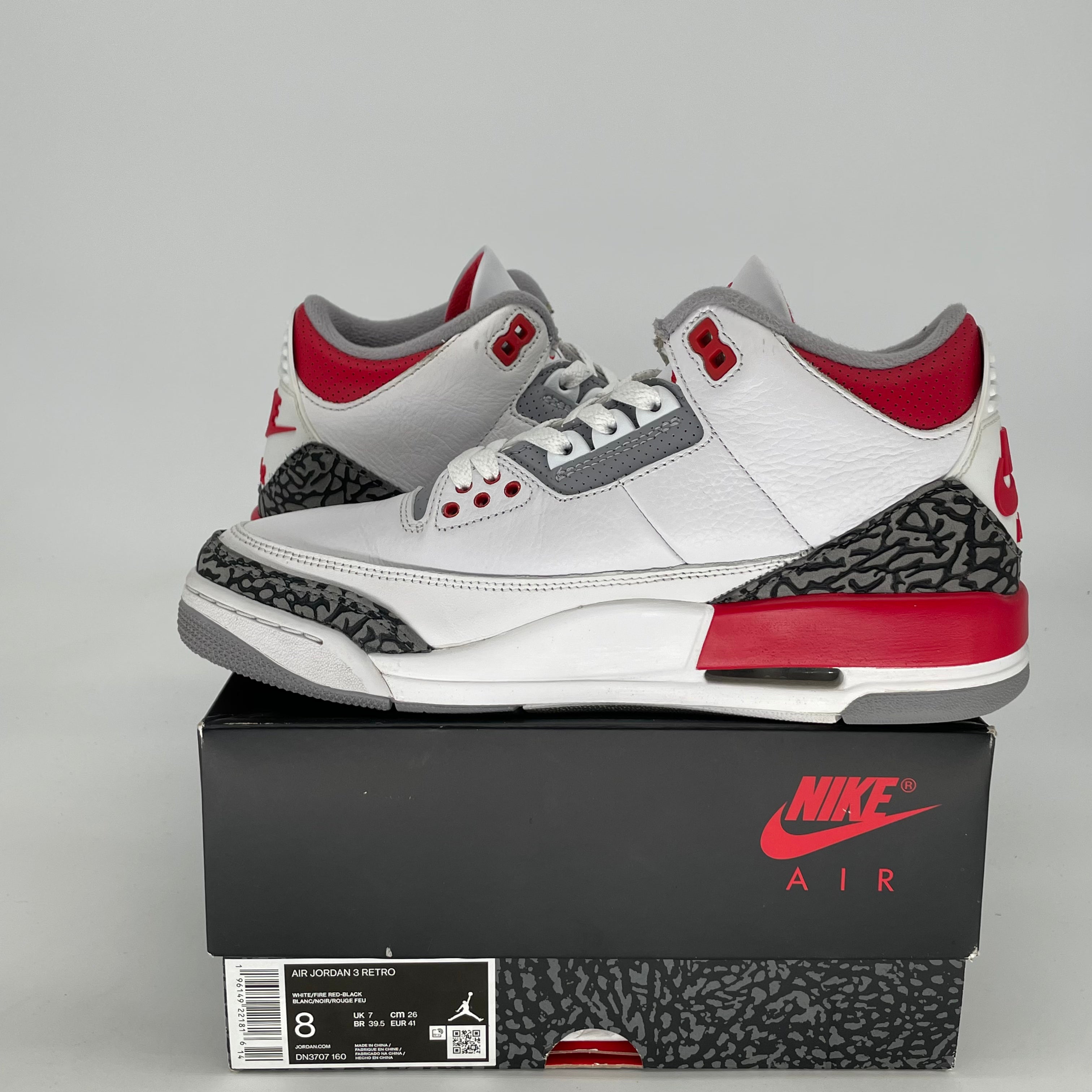 AIR JORDAN 3 FIRE RED DN3707-160 SIZE 8/9.5W