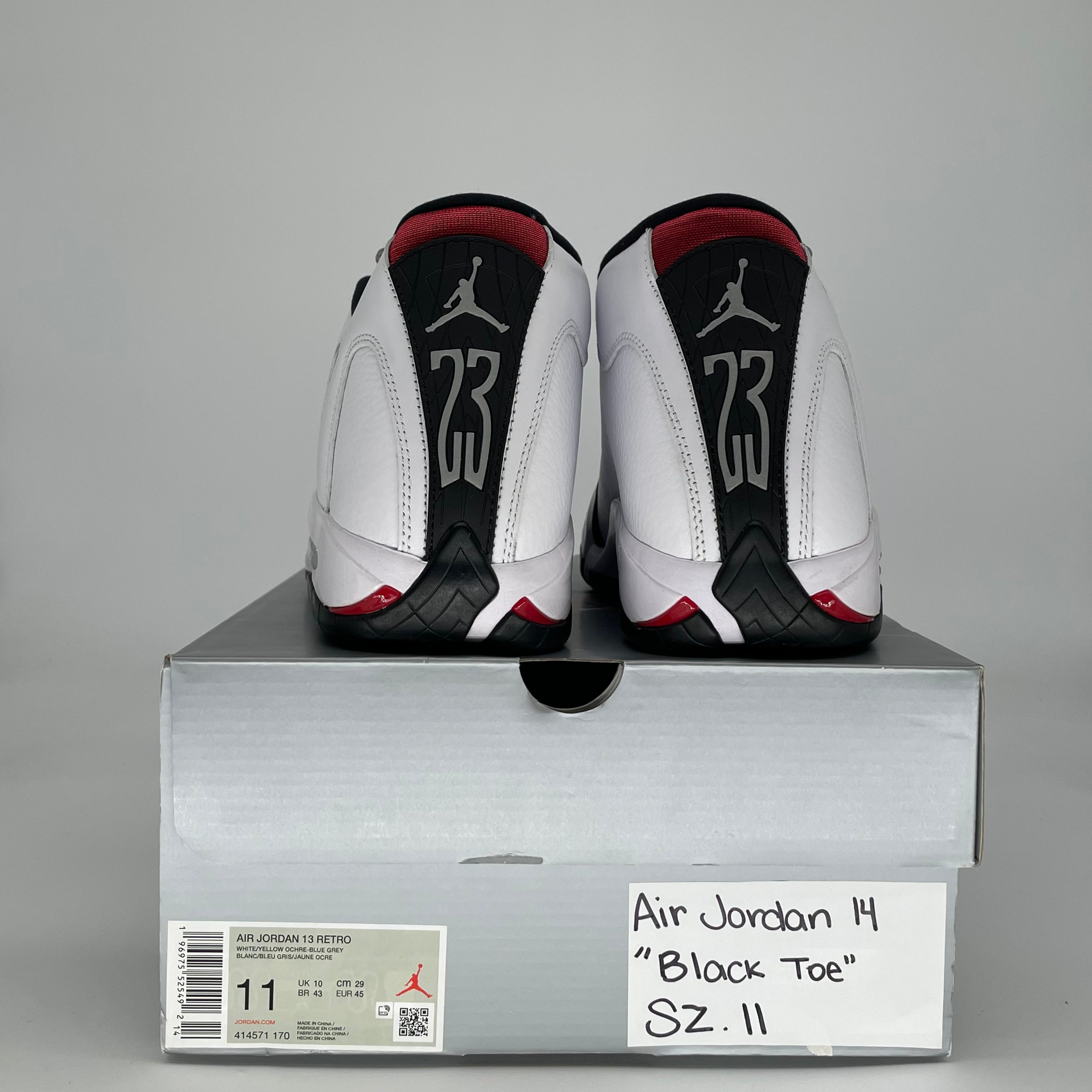 AIR JORDAN 14 BLACK TOE 487471-160 SIZE 11/12.5W