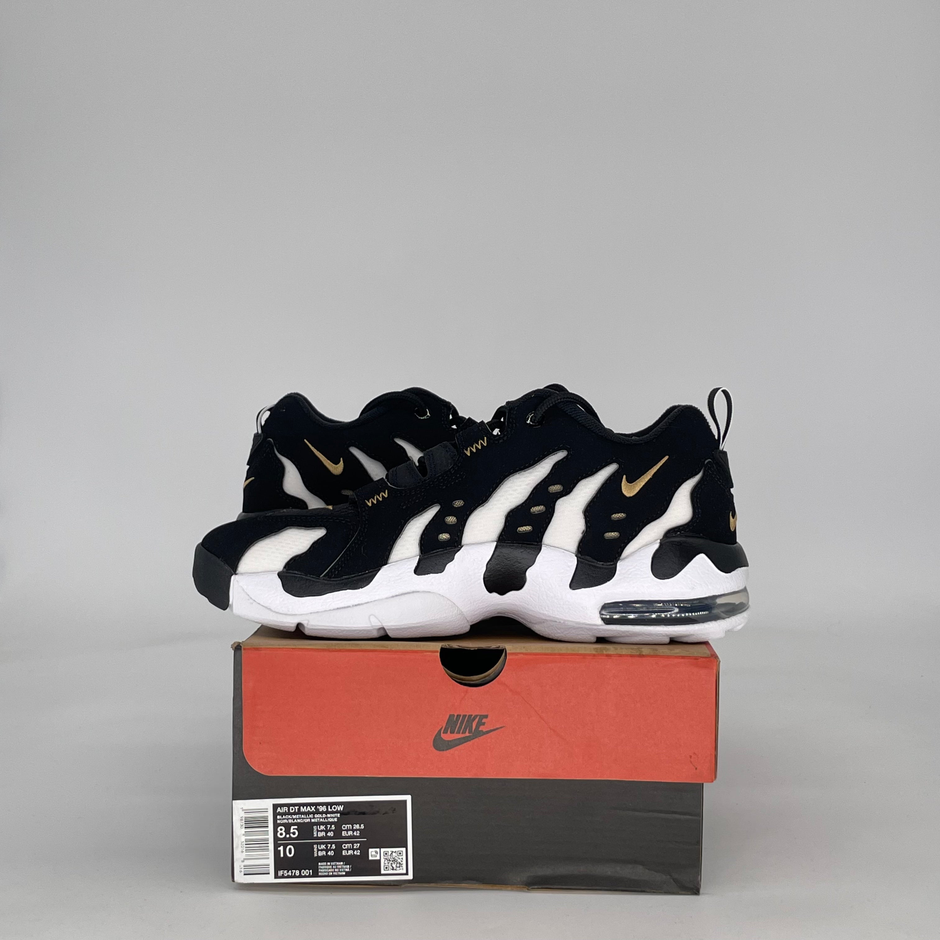 NIKE AIR DT MAX '96 LOW BLACK METALLIC GOLD IF5478-001 SIZE 8.5/10W