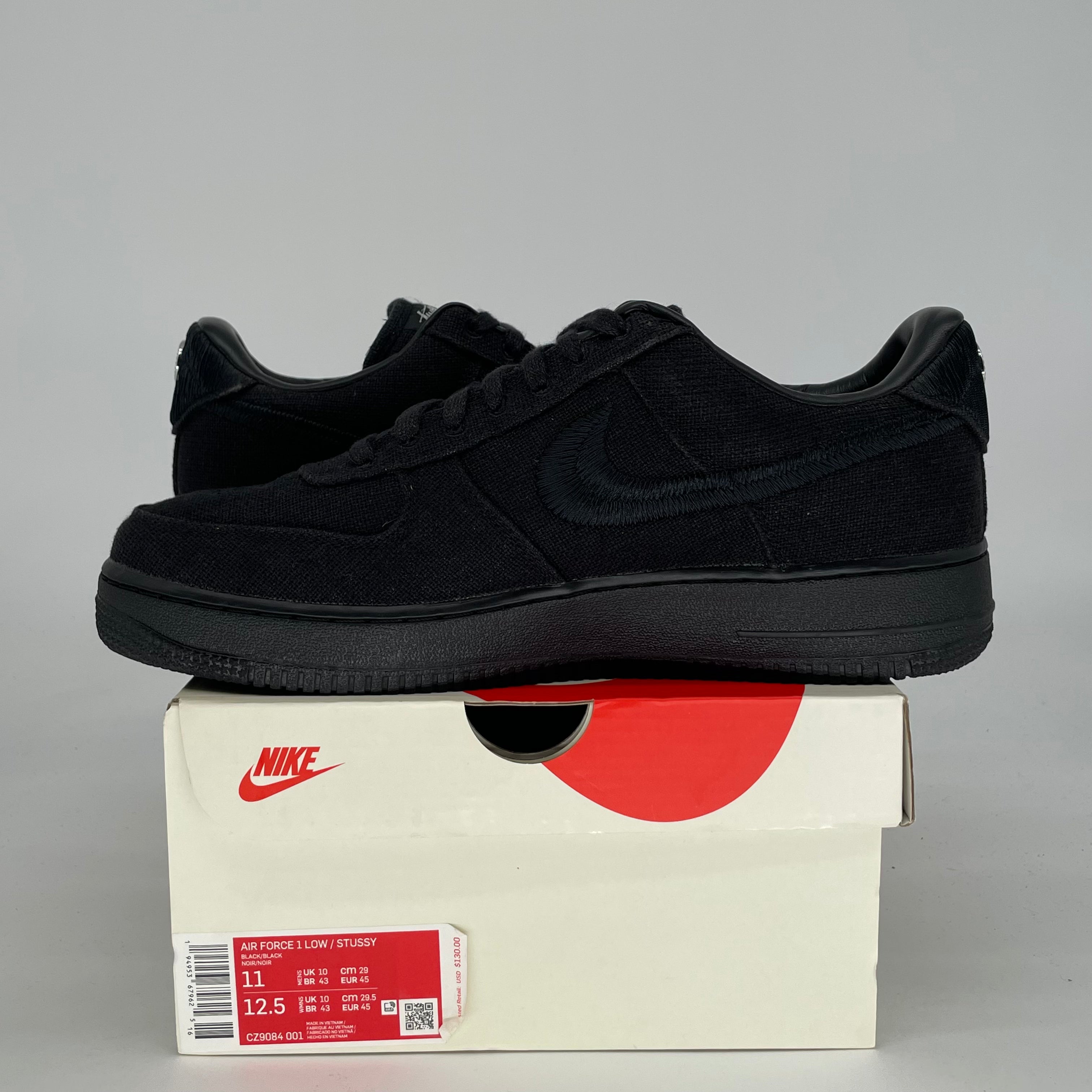 NIKE AIR FORCE 1 LOW X STUSSY BLACK CZ9084-001 SIZE 11/12.5W