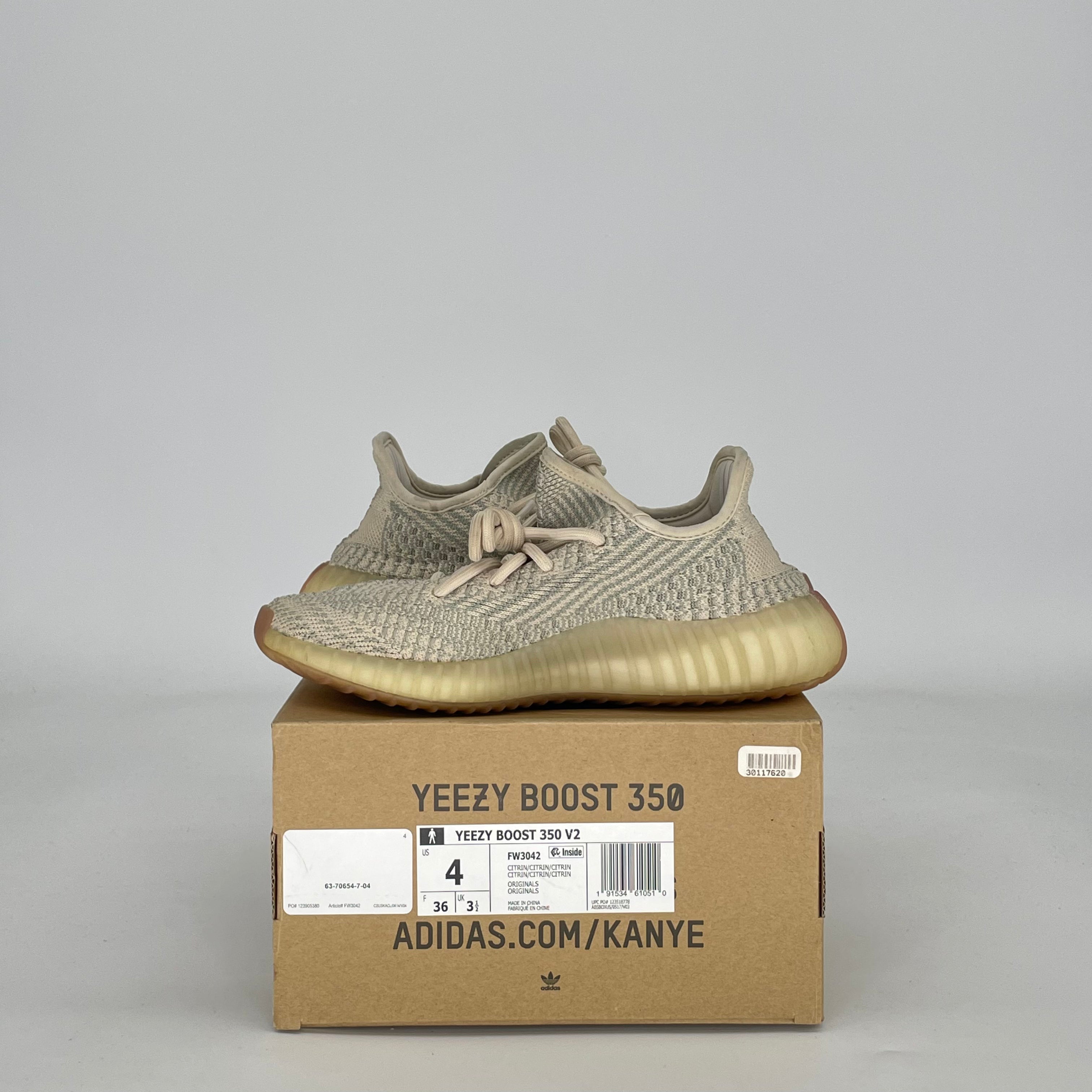 ADIDAS YEEZY BOOST 350 V2 CITRIN (NON-REFLECTIVE) FW3042 SIZE 4/5.5W GS