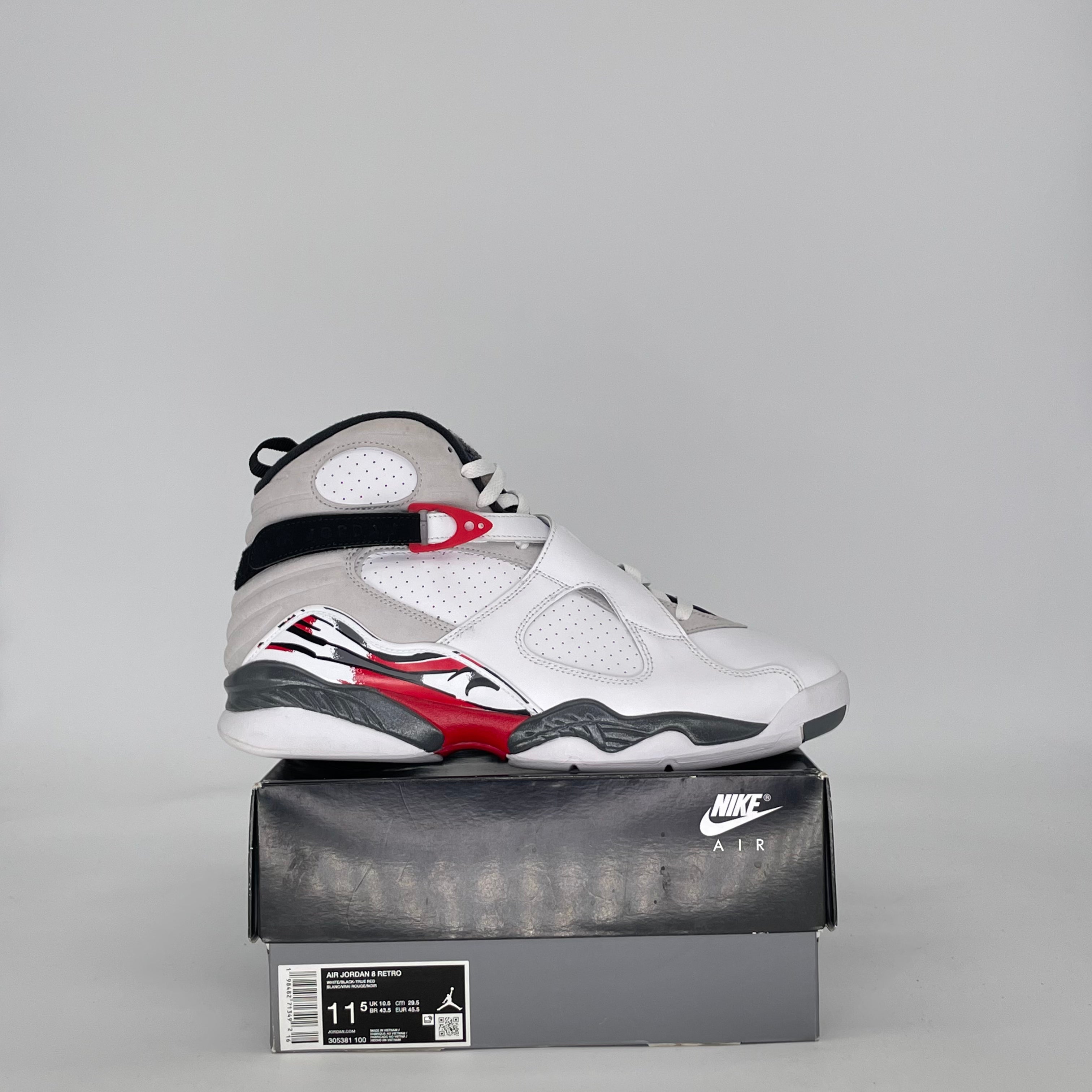 AIR JORDAN 8 WHITE TRUE RED 305381-100 SIZE 11.5/13W