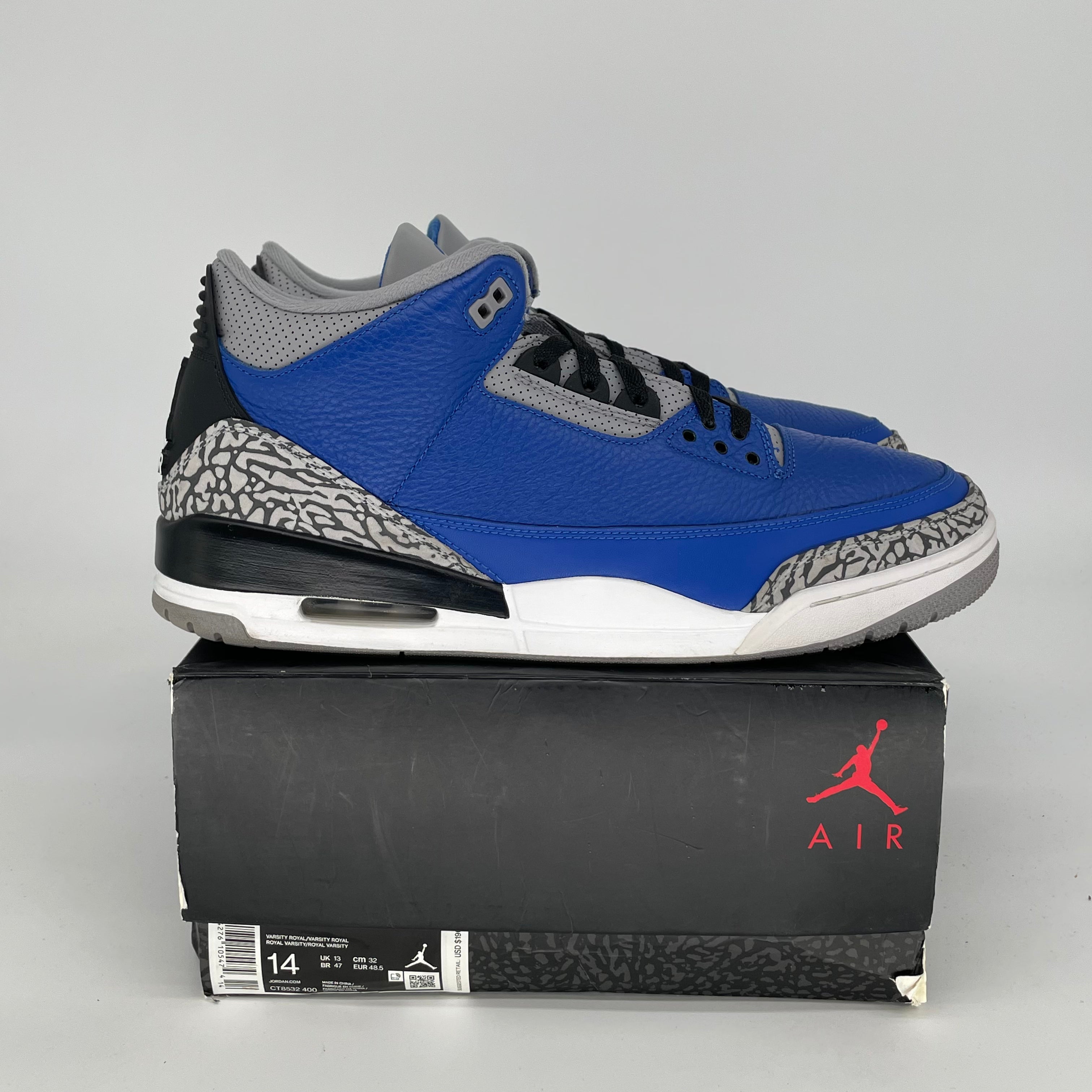 AIR JORDAN 3 VARSITY ROYAL CEMENT SIZE 14/15/5W CT8532-400