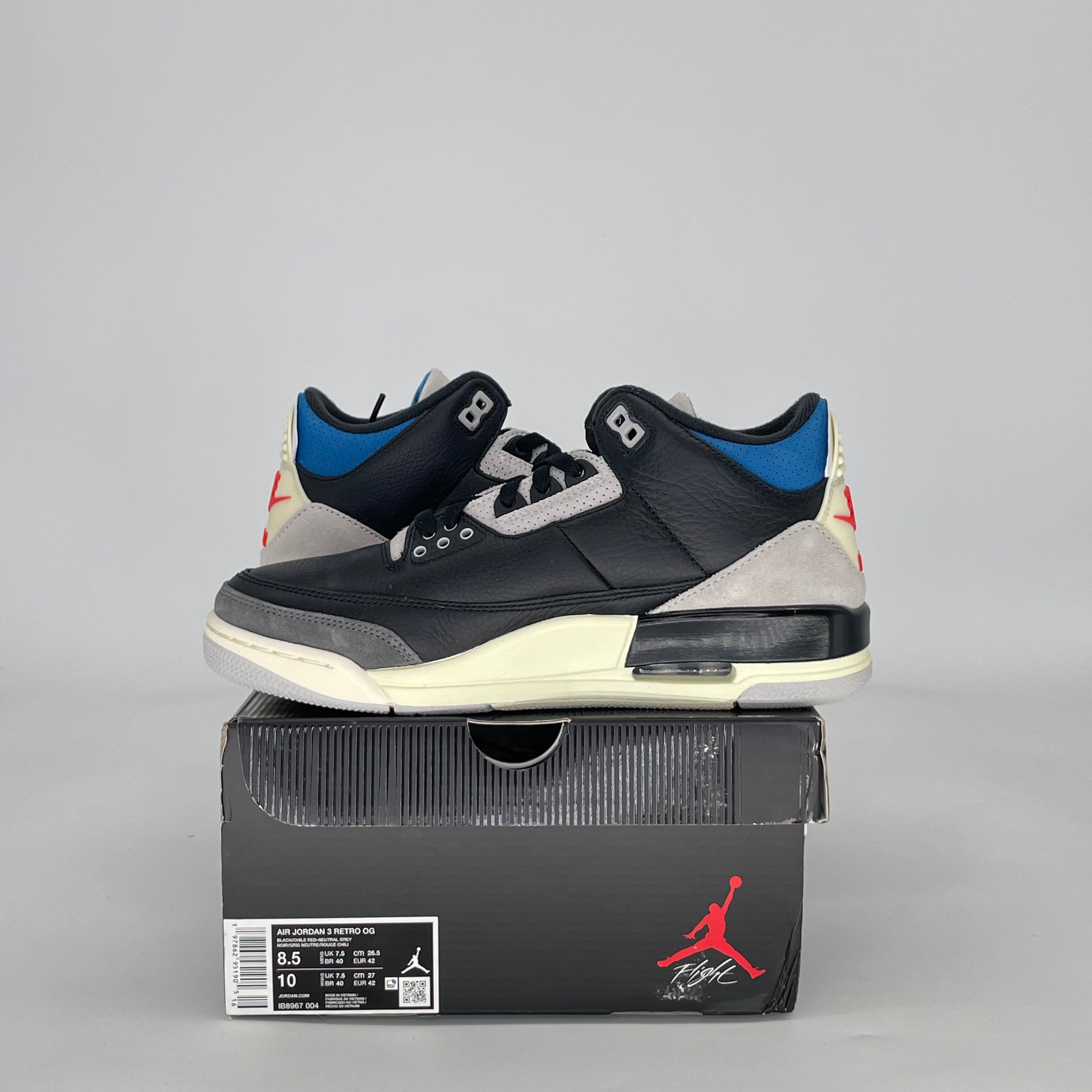 AIR JORDAN 3 RARE AIR IB8967-004 SIZE 8.5/10W