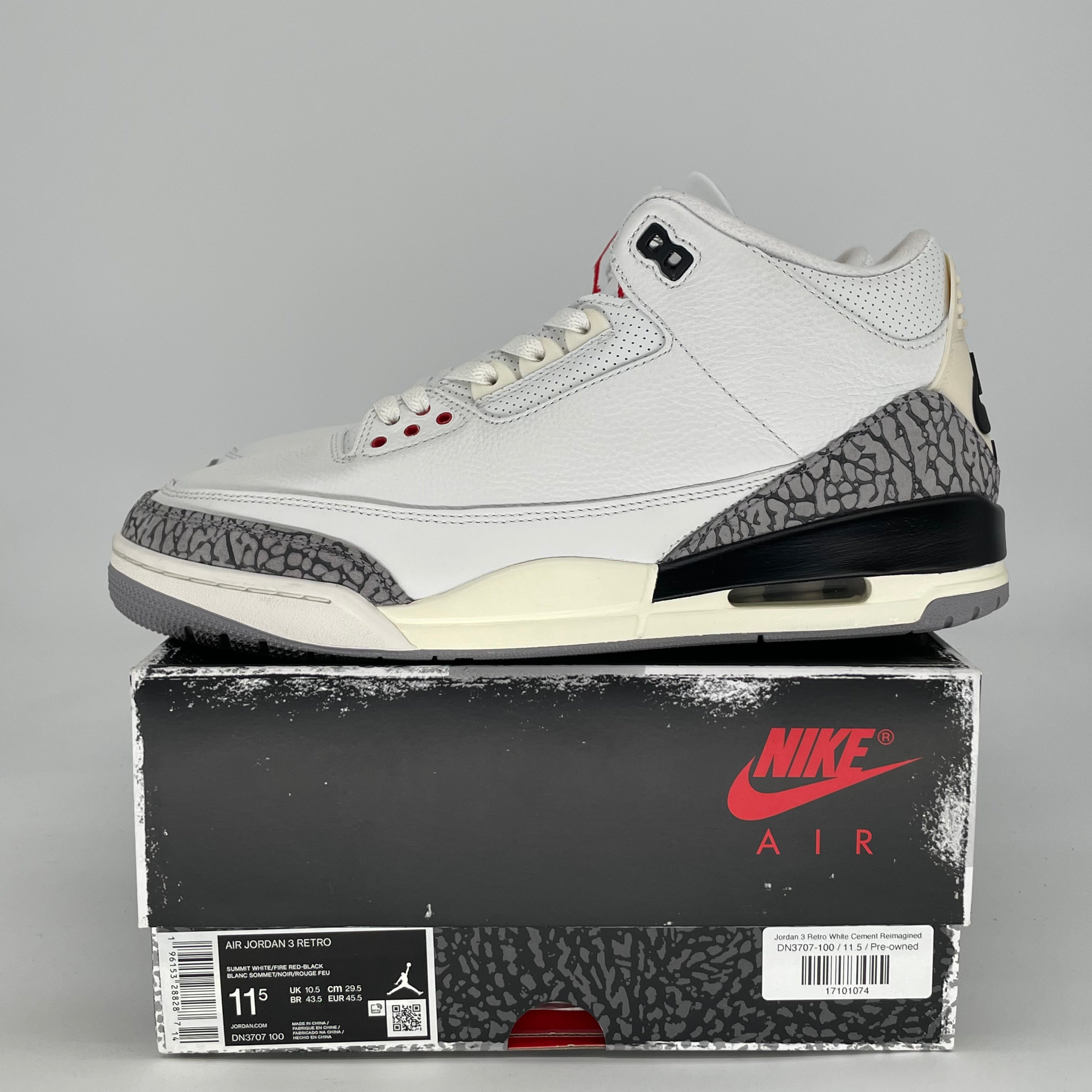 AIR JORDAN 3 WHITE CEMENT REIMAGINED DN3707-100 SIZE 11.5/13W