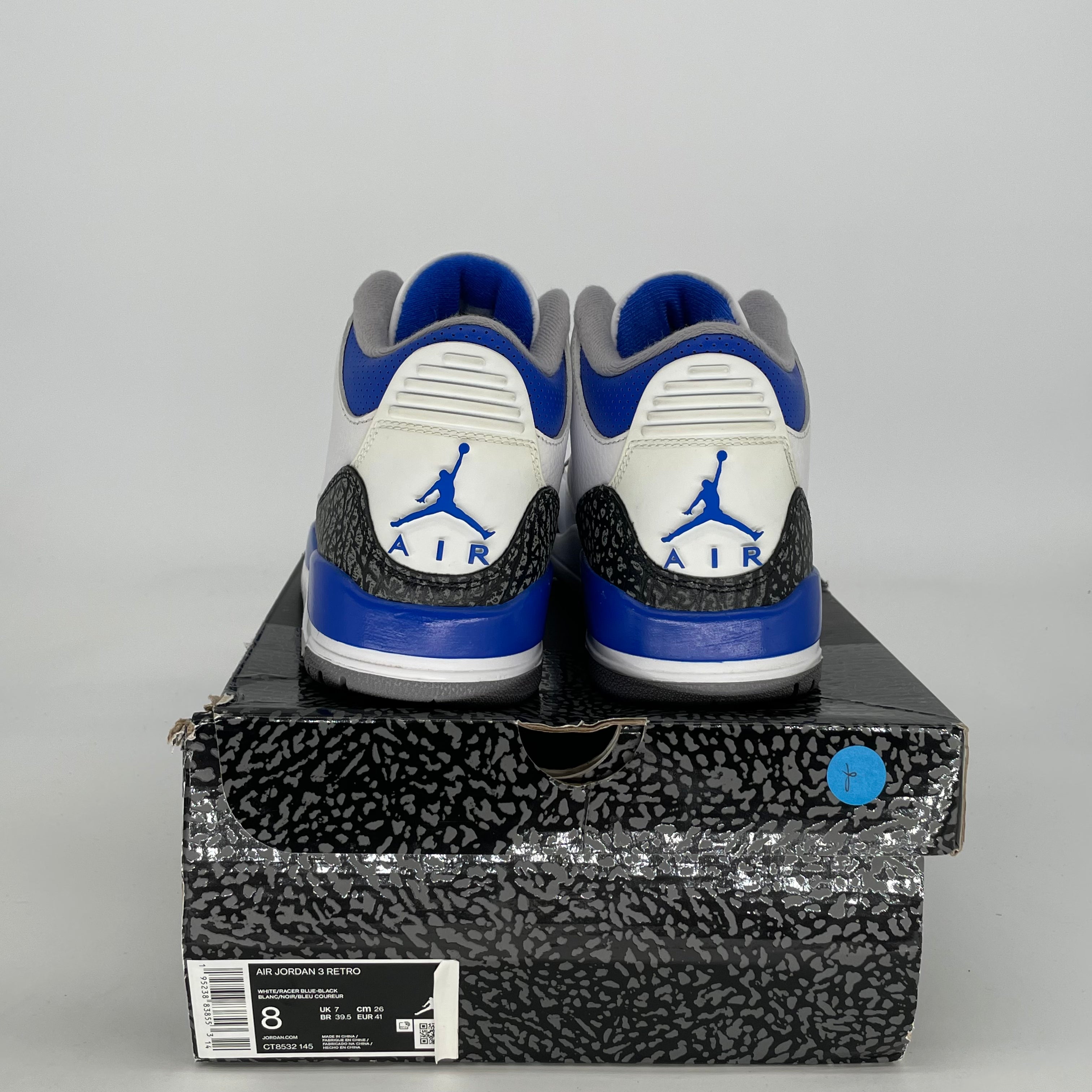 AIR JORDAN 3 RACER BLUE CT8532-145 SIZE 8/9.5W