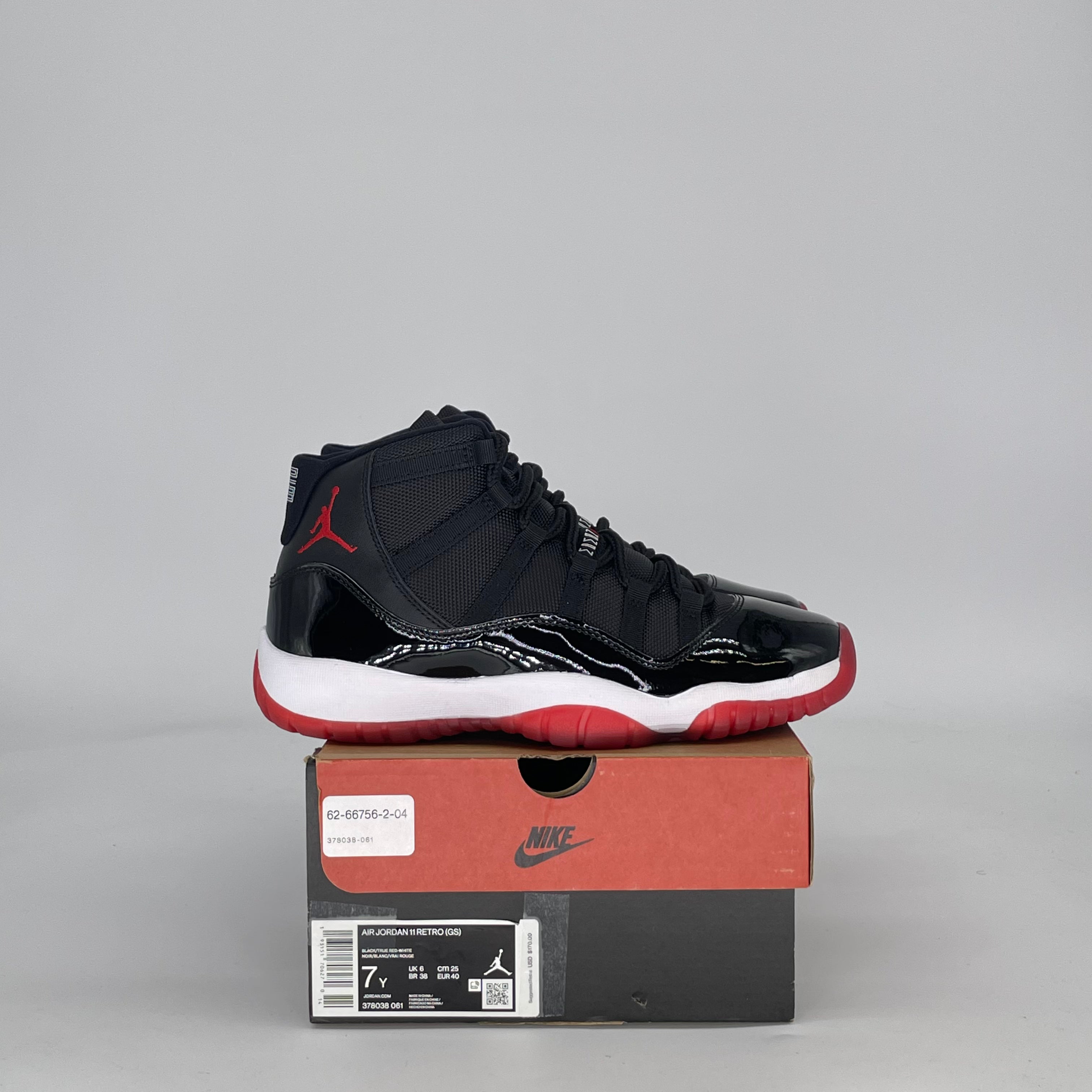 AIR JORDAN 11 PLAYOFFS BRED (2019) 378038-061 SIZE 7/8.5W GS