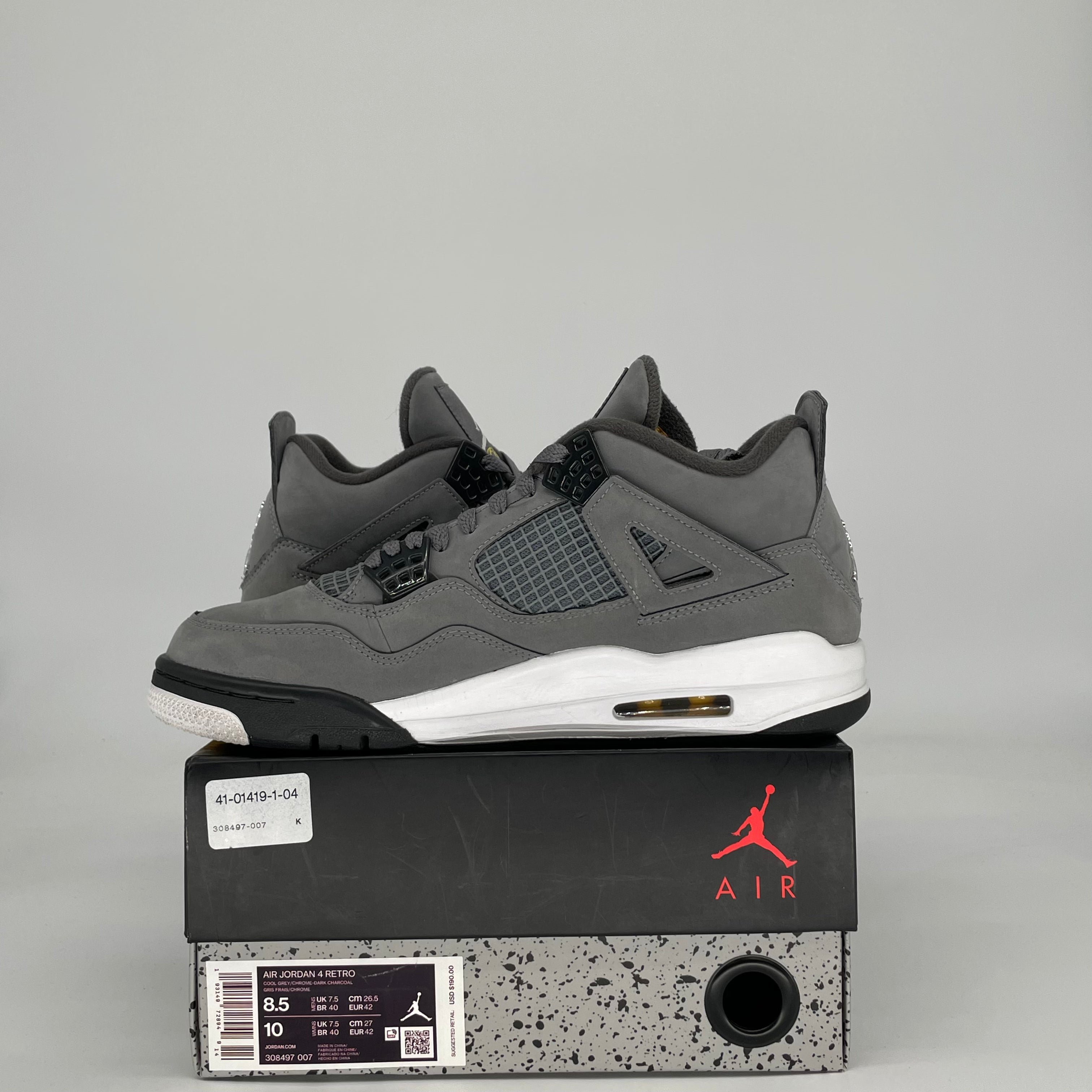 AIR JORDAN 4 COOL GREY 308497-007 SIZE 8.5/10W