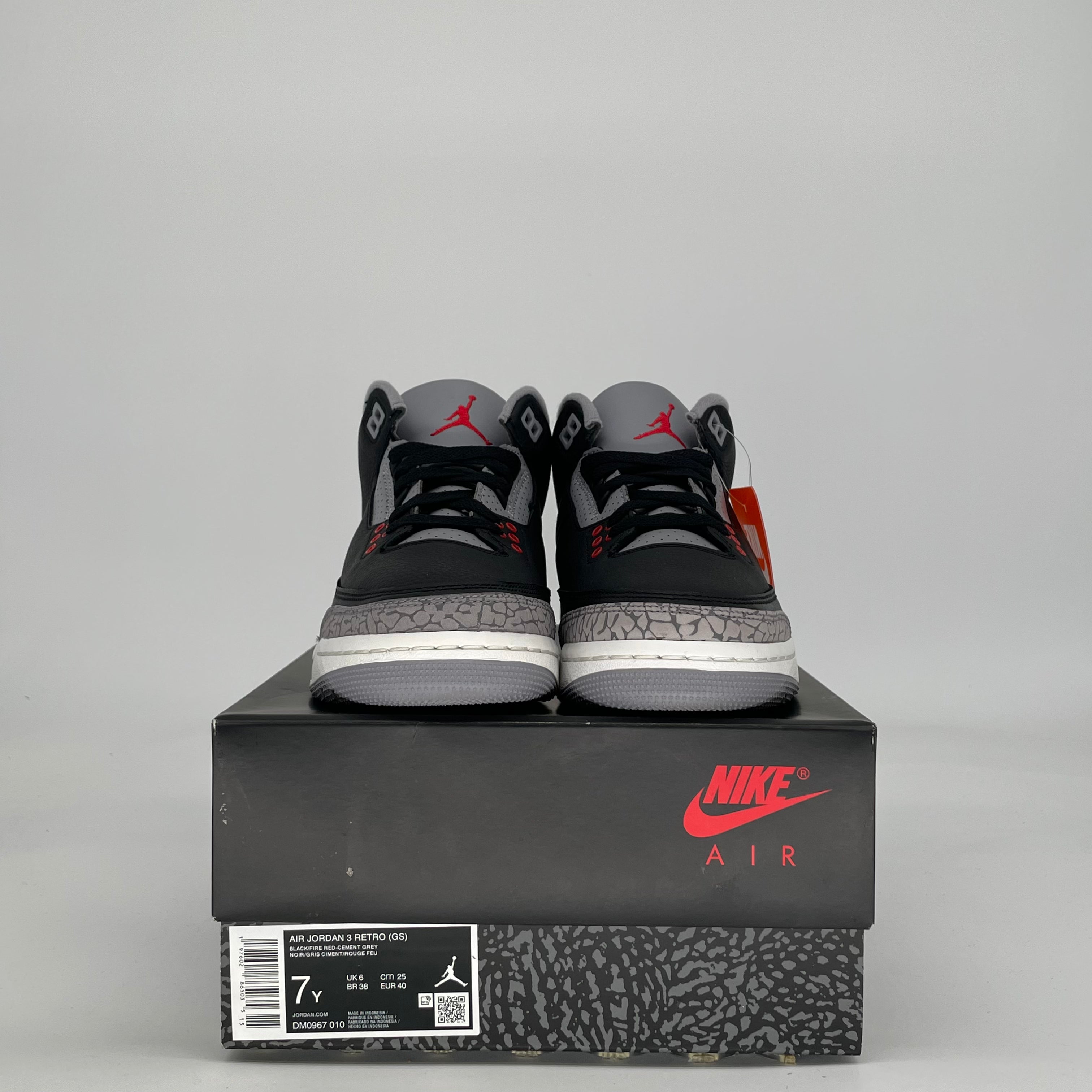 AIR JORDAN 3 BLACK CEMENT DM0967-010 SIZE 7/8.5W